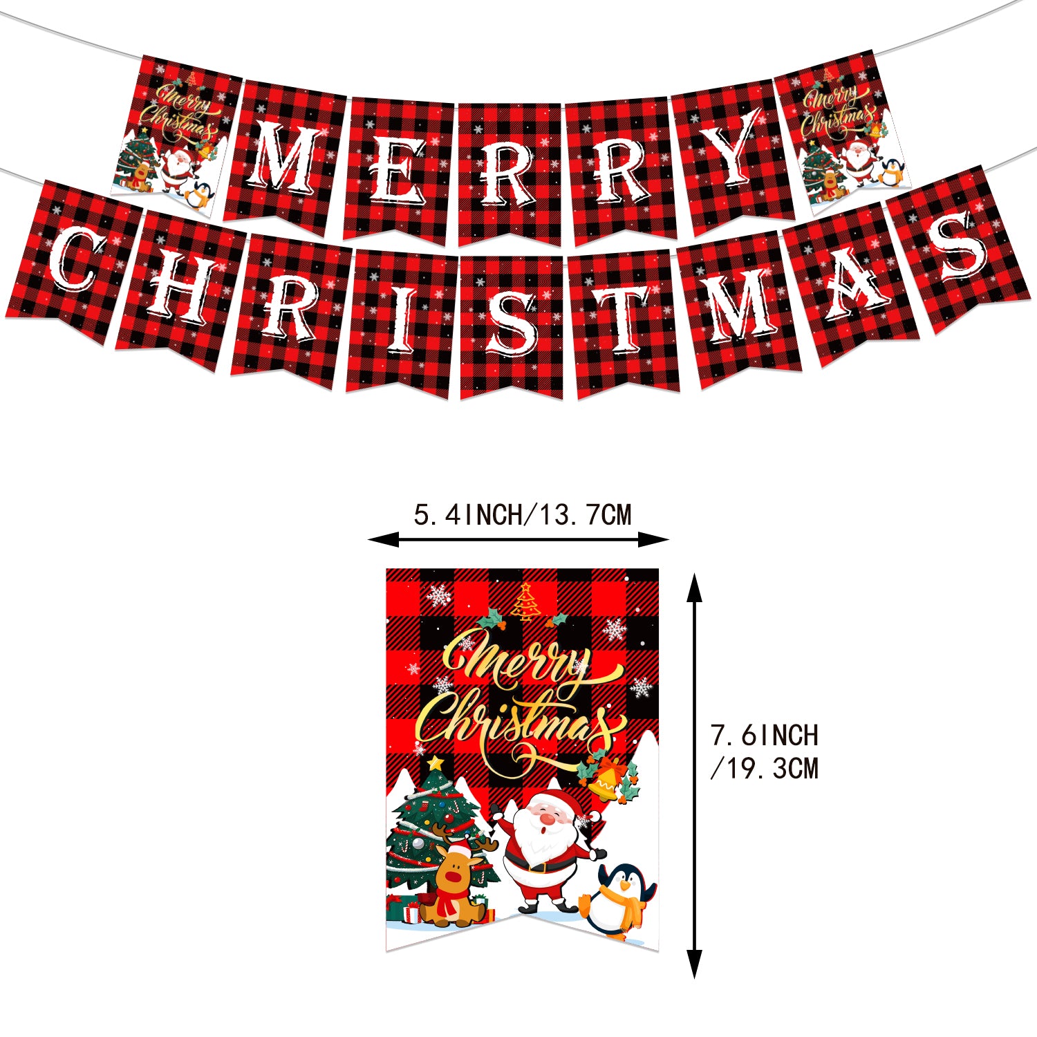 Buffalo Plaid Christmas Party Decorations Set