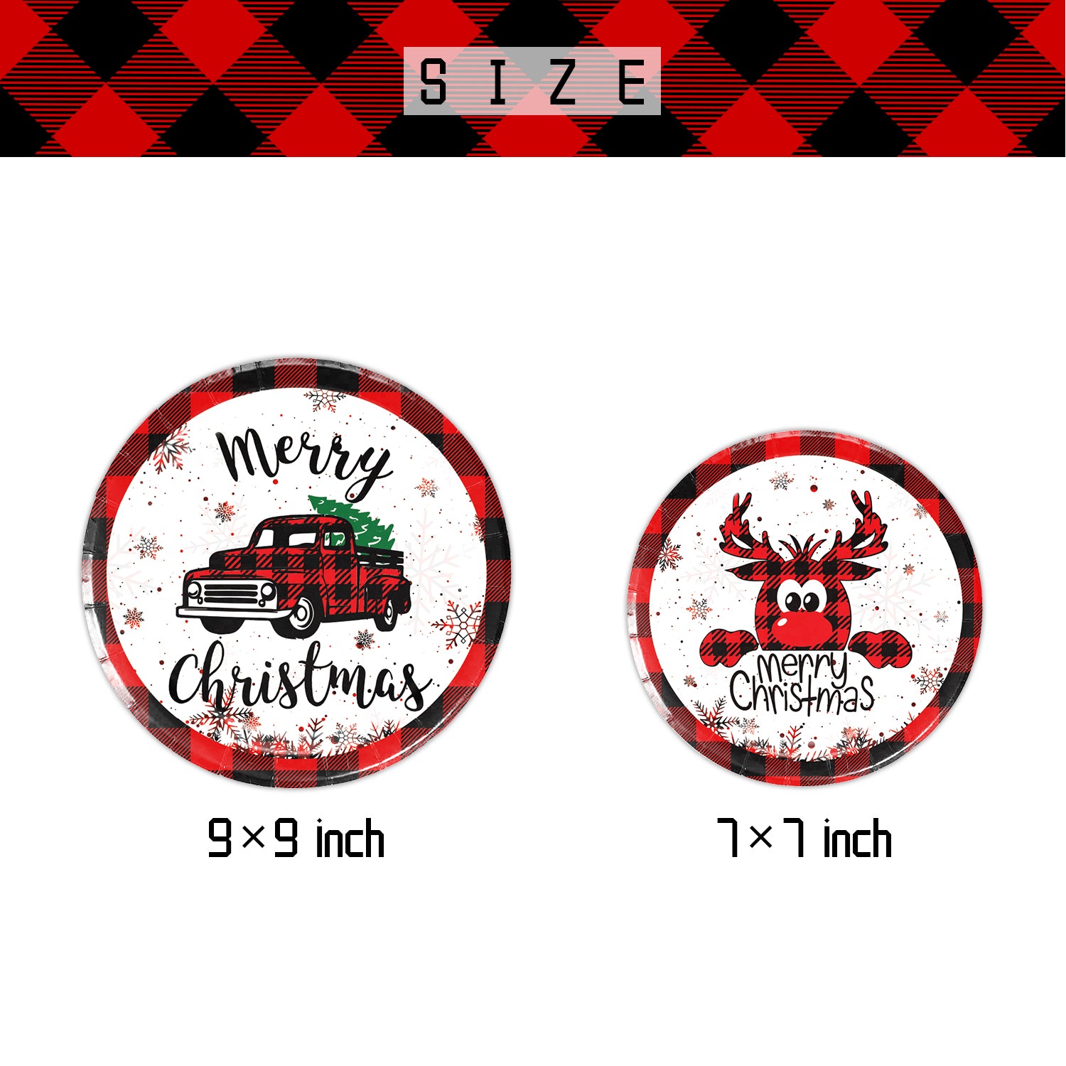 Buffalo Plaid Merry Christmas Tableware Set Serves 24