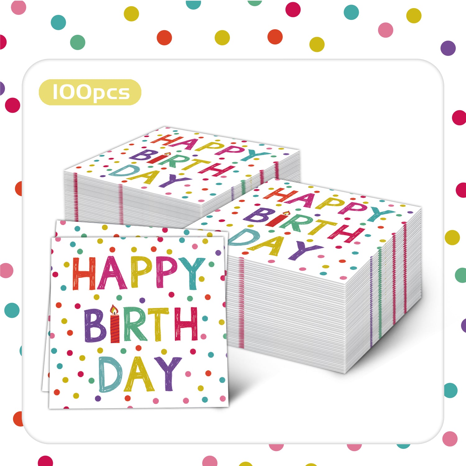 Happy Birthday Colorful Dots Napkins