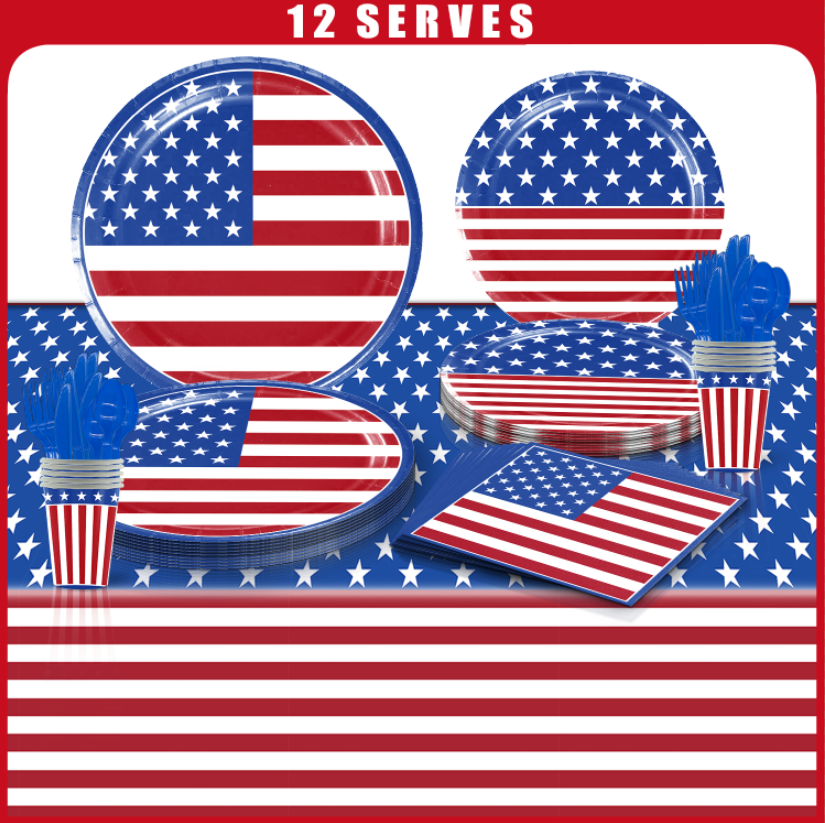 American Flag Tableware Set Serves 12