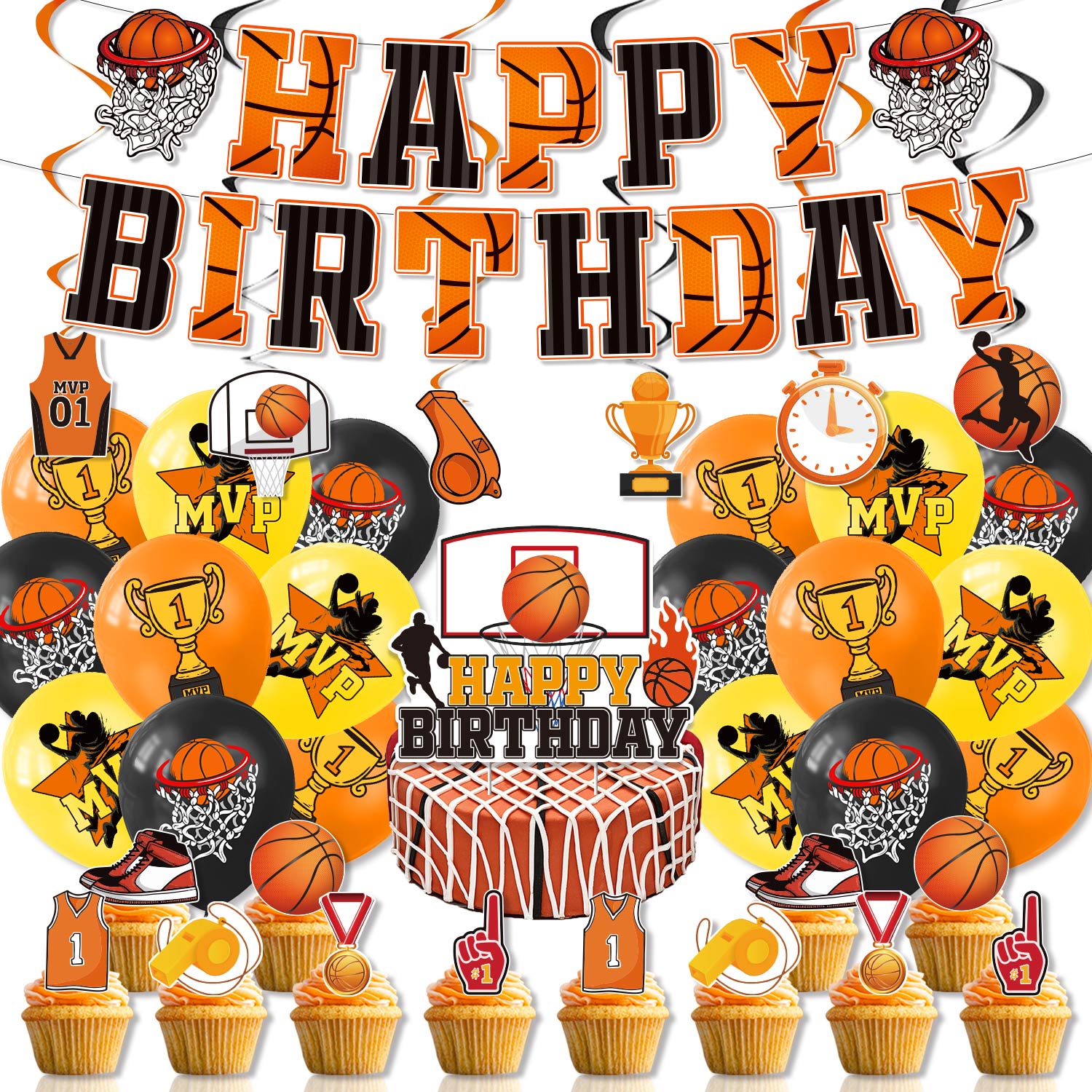 Basketball Theme Birthday Decoration Set