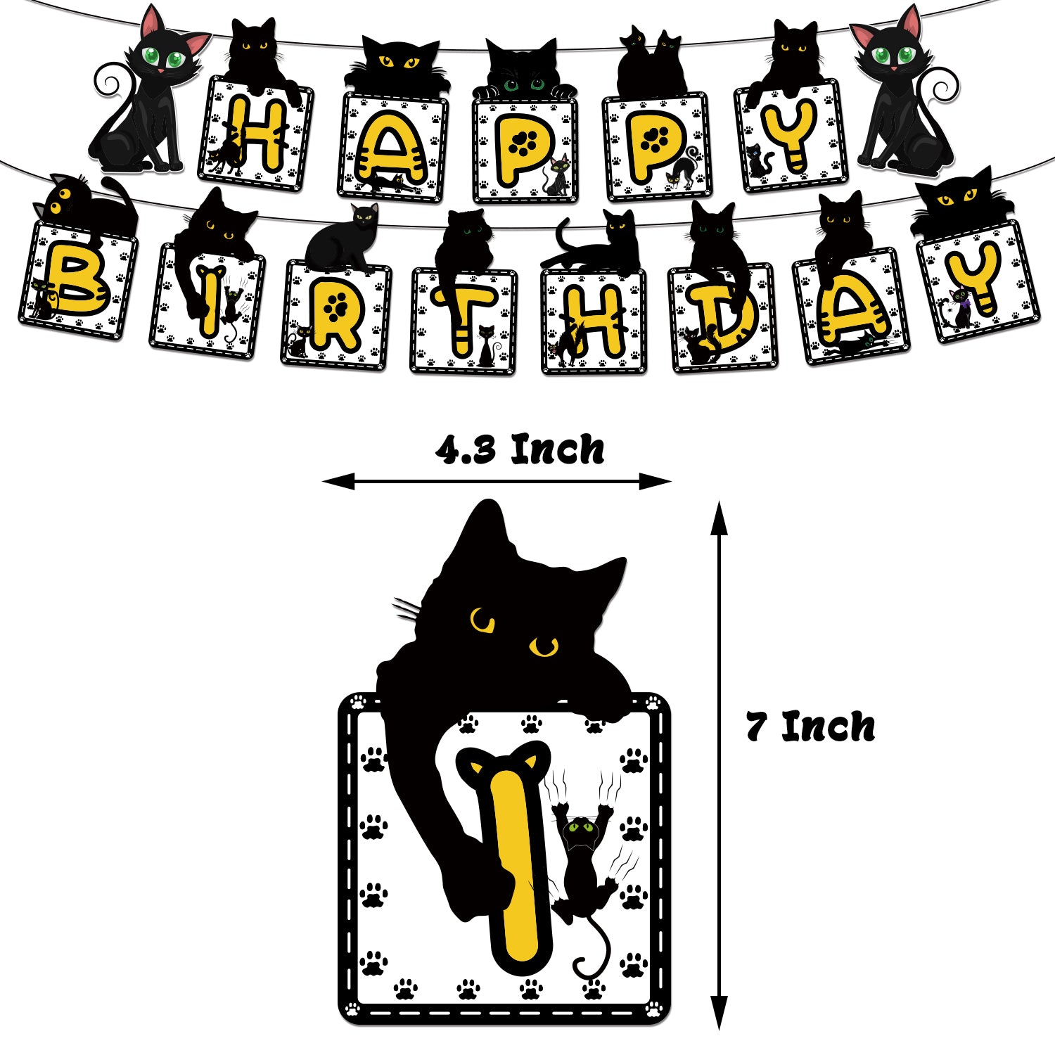 Black Meow Birthday Decoration Set