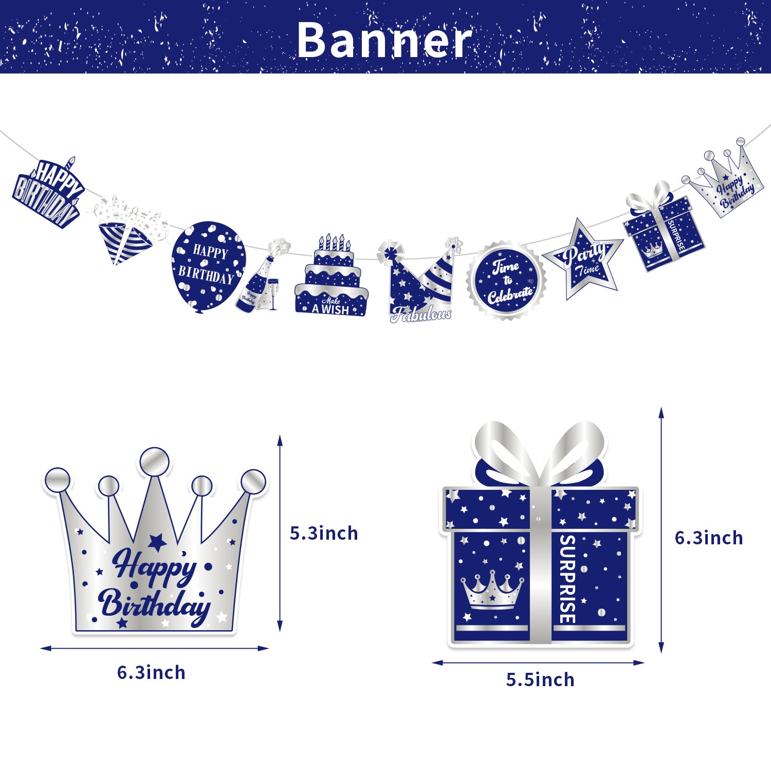 Blue & White Birthday Party Decoration Set