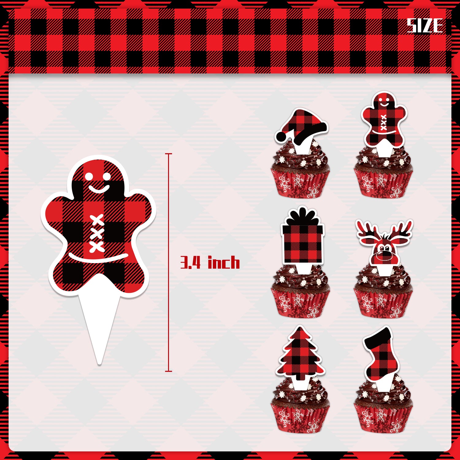 3-Tier Buffalo Plaid Cupcake Stand Set