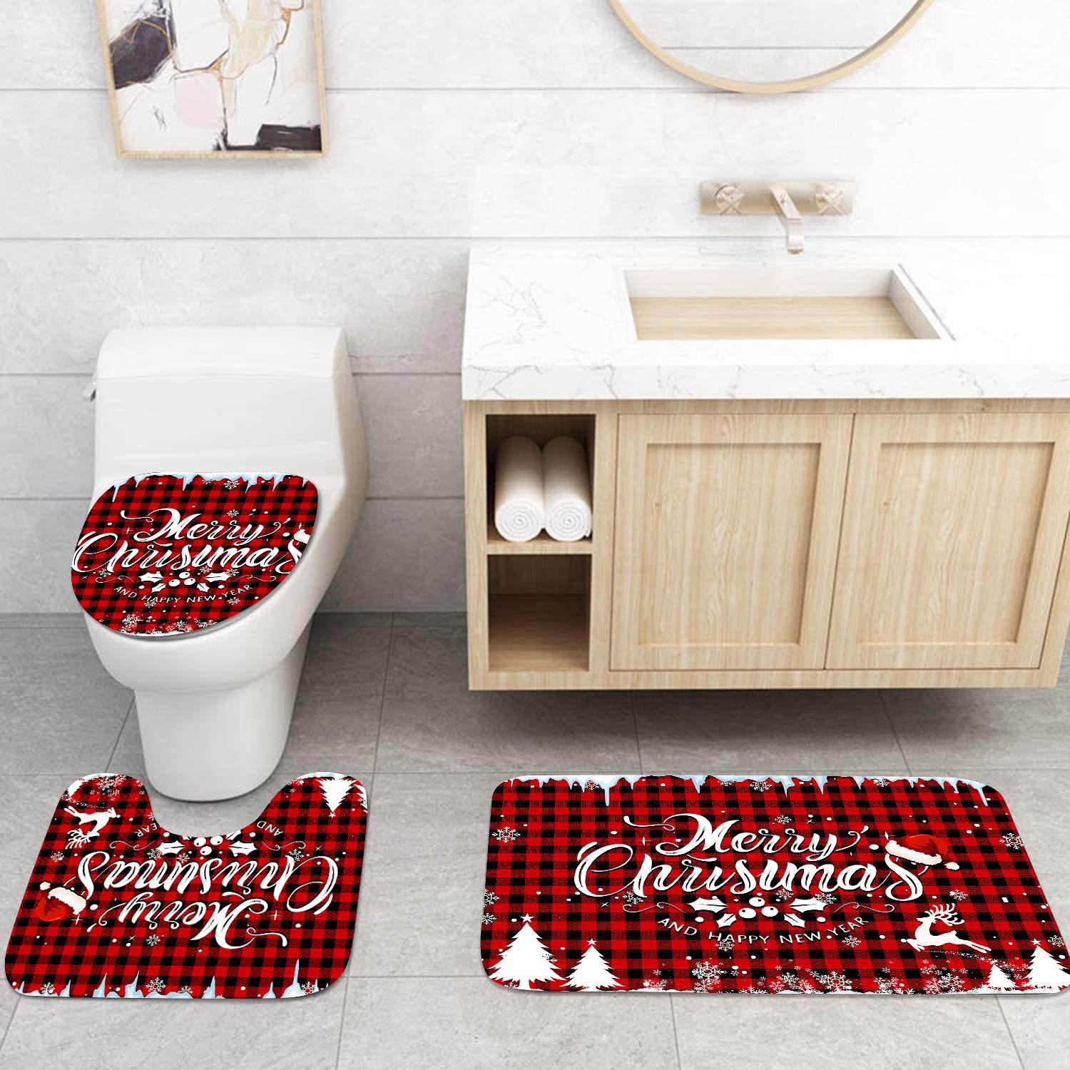 Buffalo Plaid Shower Curtain Set