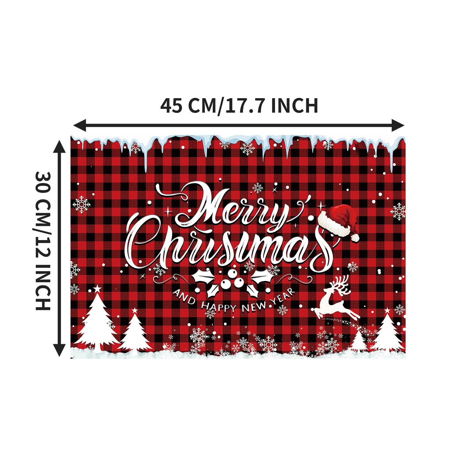 Buffalo Plaid Merry Christmas Table Runner with 4 Placemats