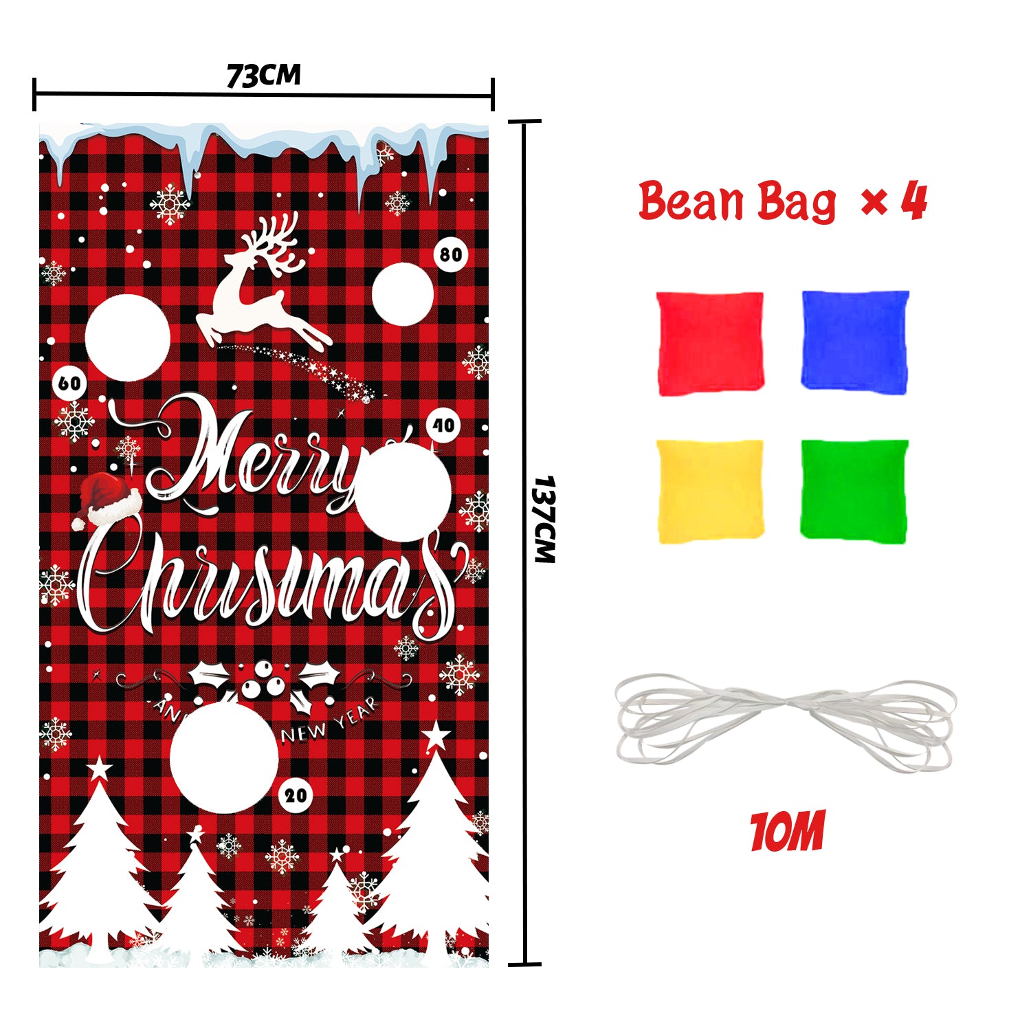 Buffalo Plaid Merry Christmas Bean Toss Game Set