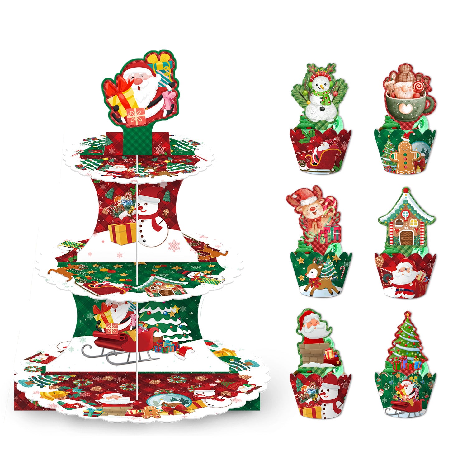 3-Tier Christmas Cupcake Stand Set