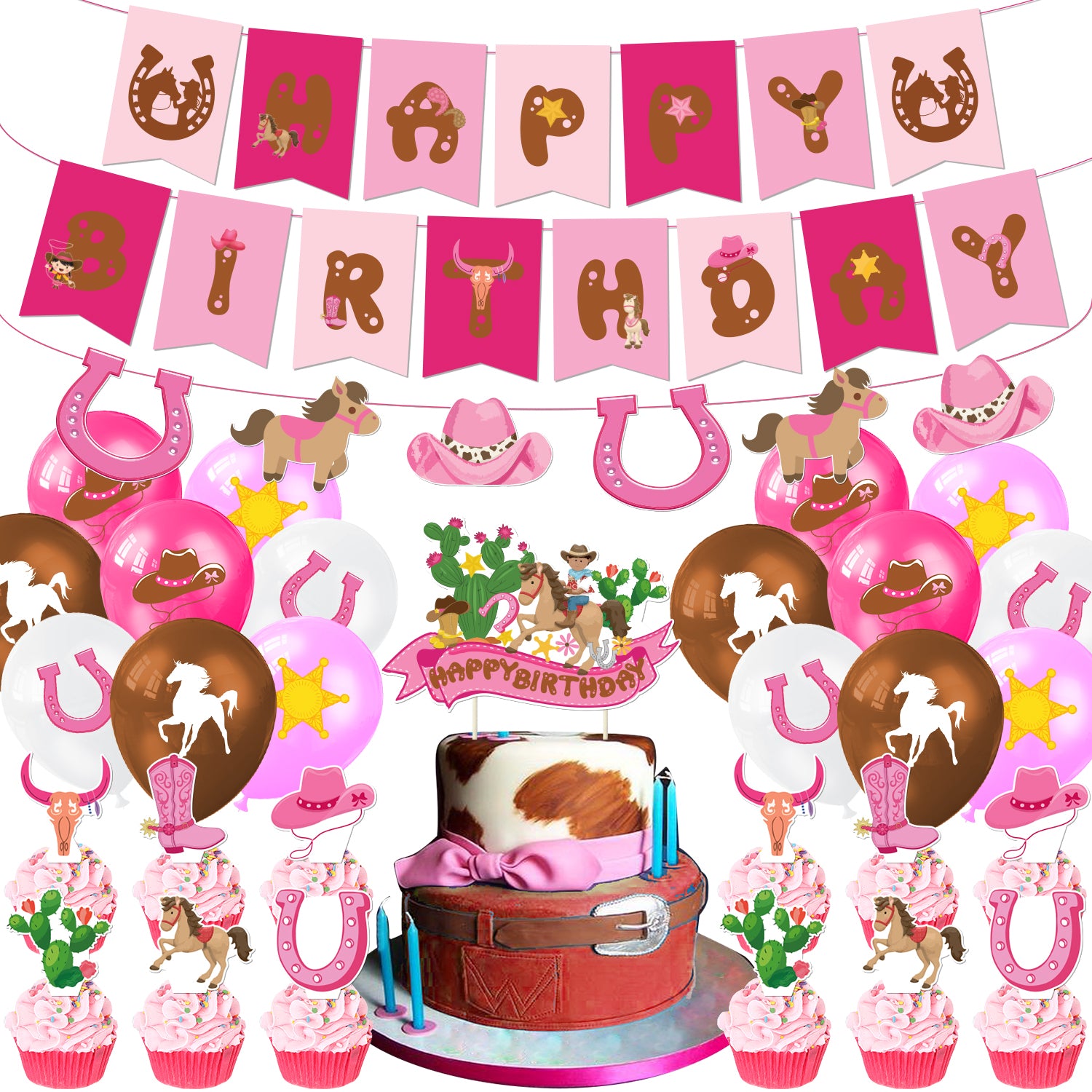 Cowgirl Birthday Decoration Set A