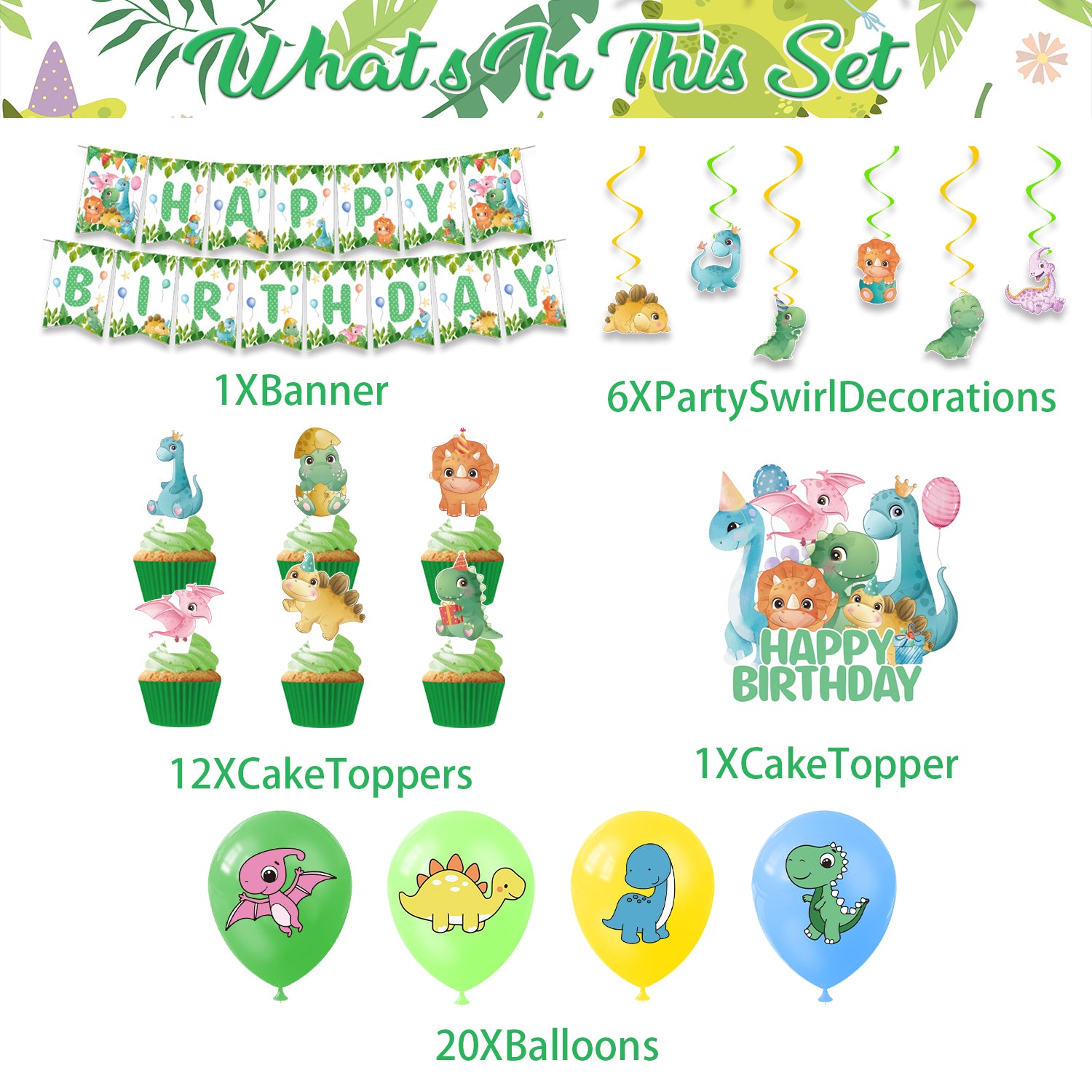 Dinosaur Theme Birthday Decoration Set