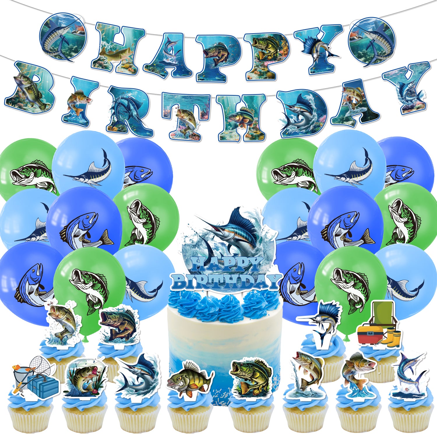 Fish Birthday Party Decoration Set