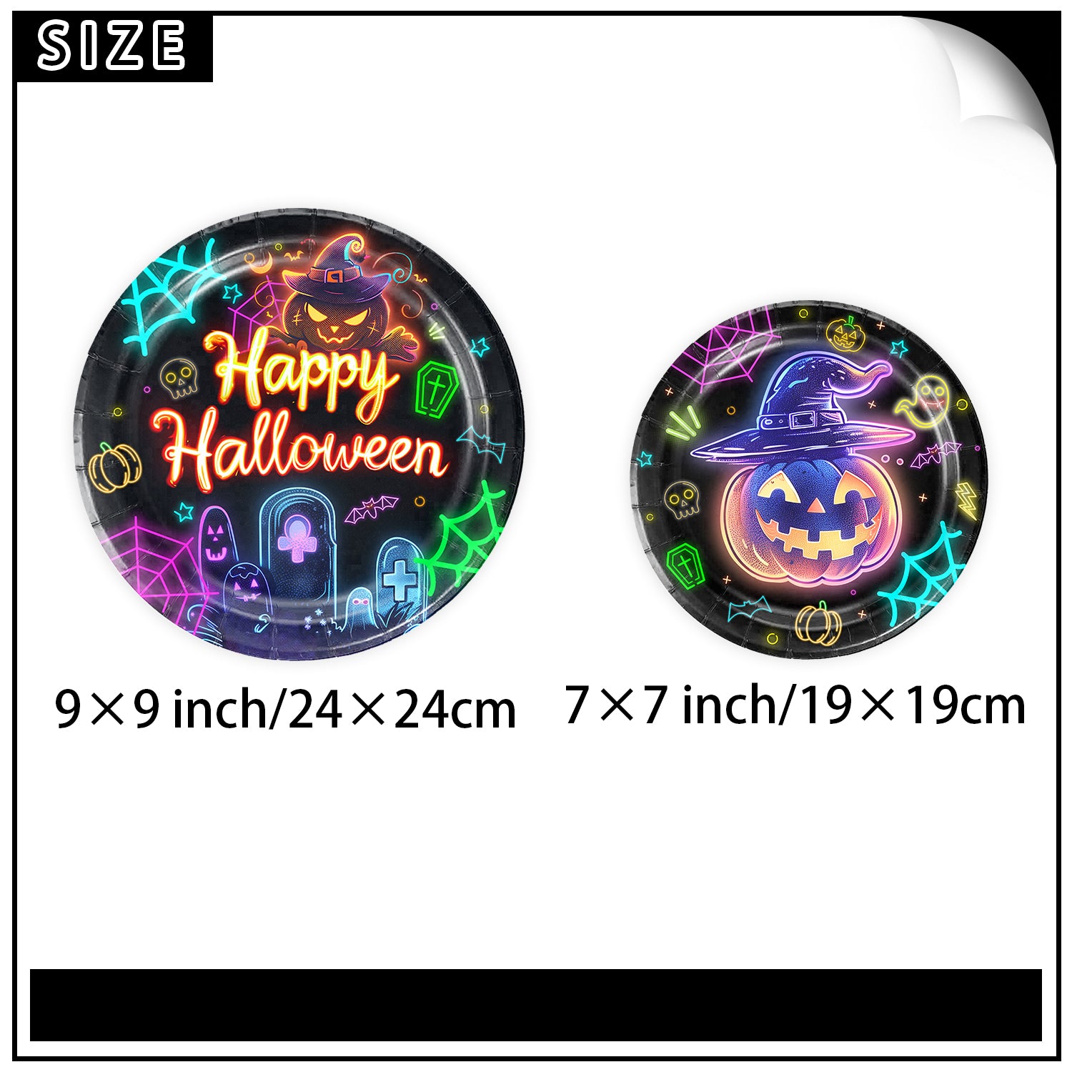 Halloween Neon Colored Tableware Set Serves 12