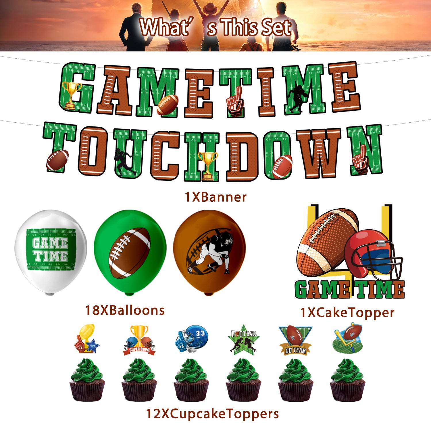 Football Touchdown Party Decoratoin Set