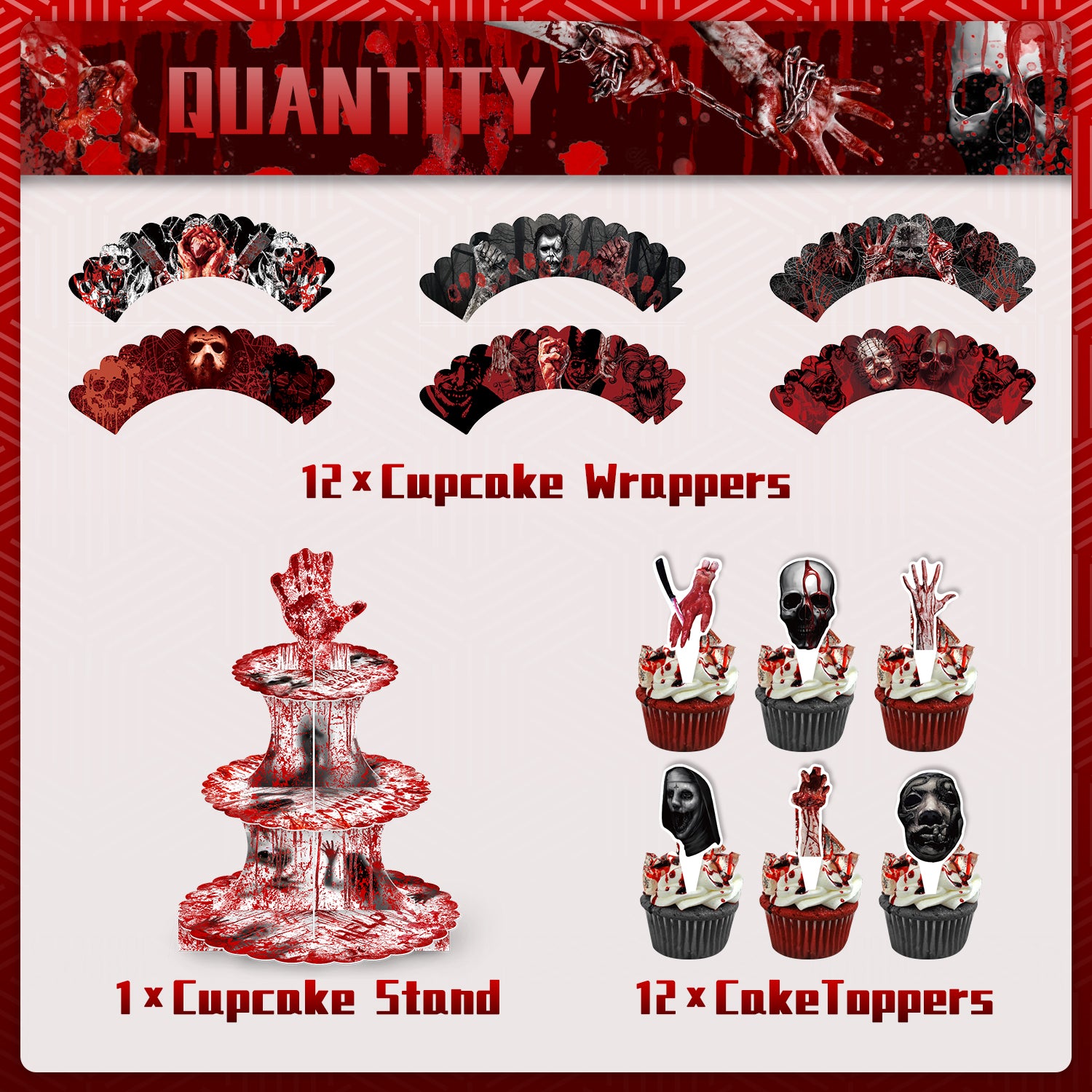 3-Tier Halloween Bloody Cupcake Stand Set