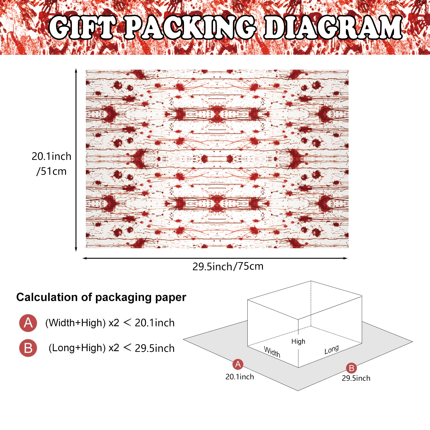 12pcs Bloody Halloween Gift Wrapping Paper