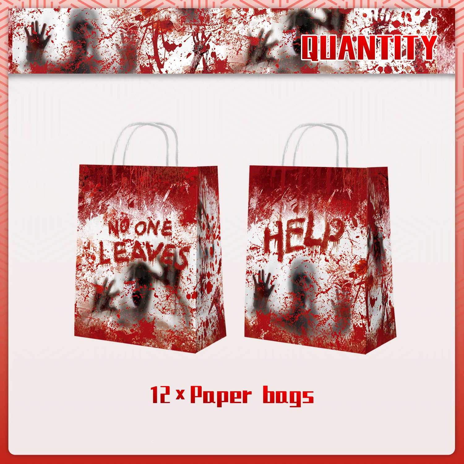 12pcs Halloween Bloody Paper Bag with Handles