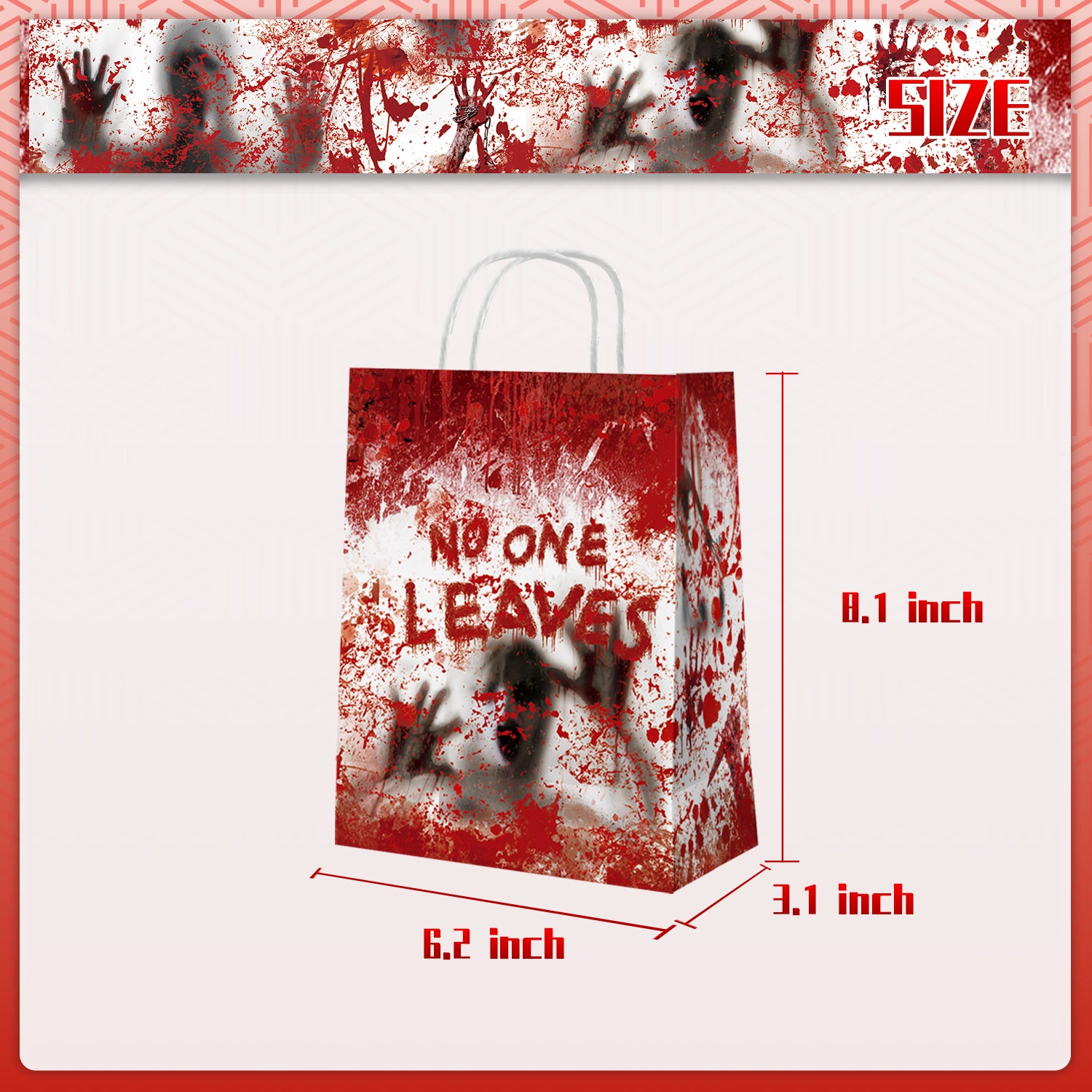 12pcs Halloween Bloody Paper Bag with Handles