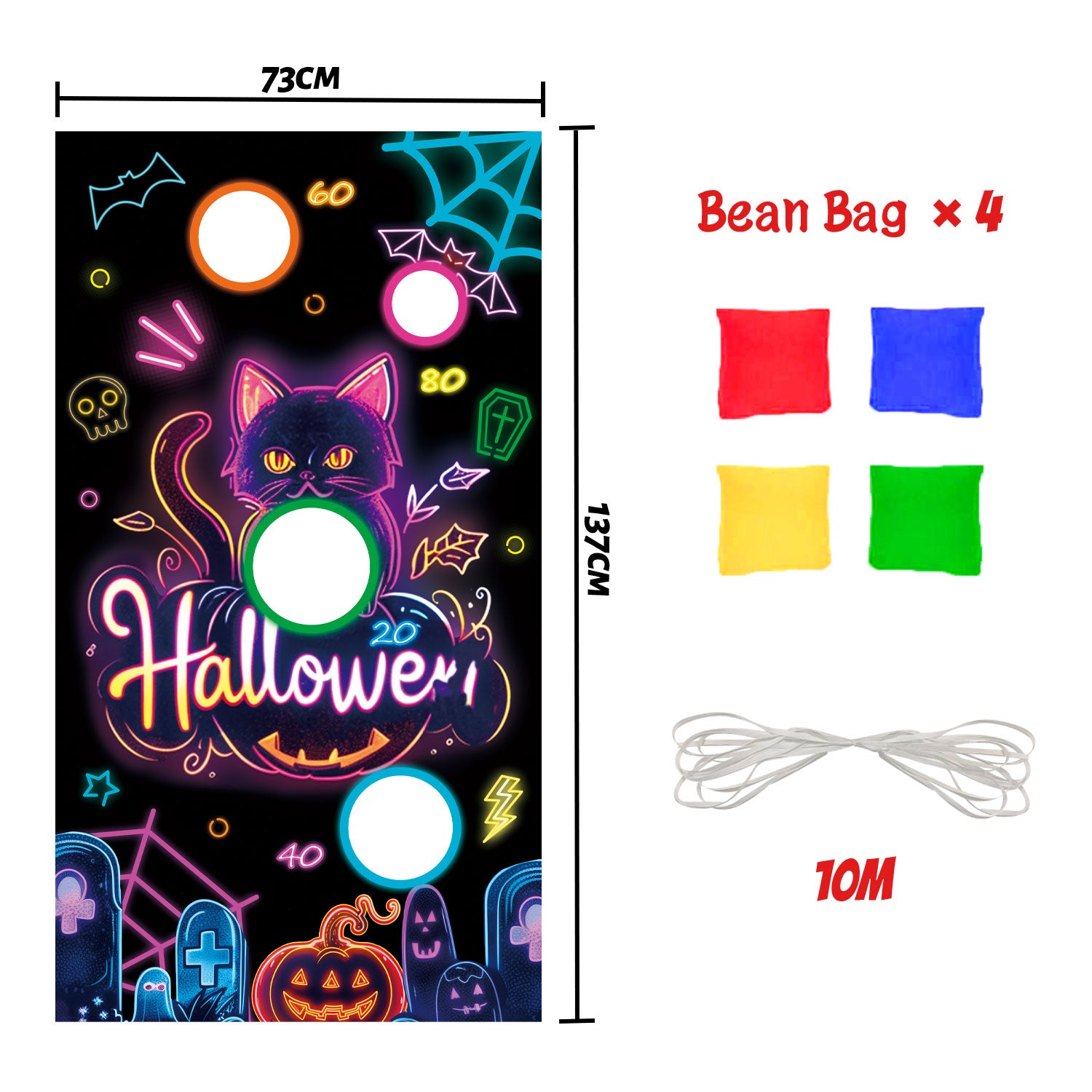 Halloween Neon Theme Bean Bag Toss Game Set