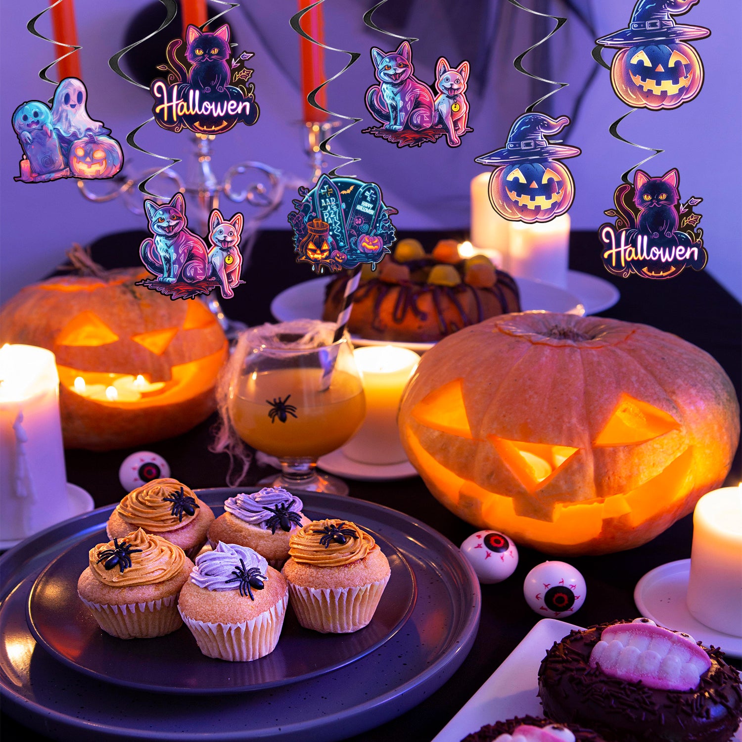 16pcs Halloween Swirl Tag Decoration