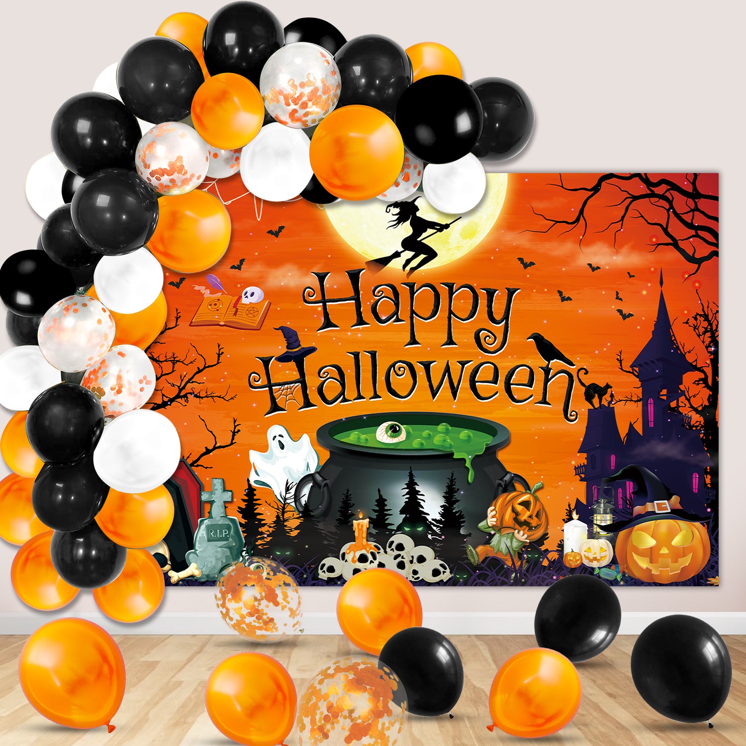 Orange Halloween Balloons Garland Decoration Set