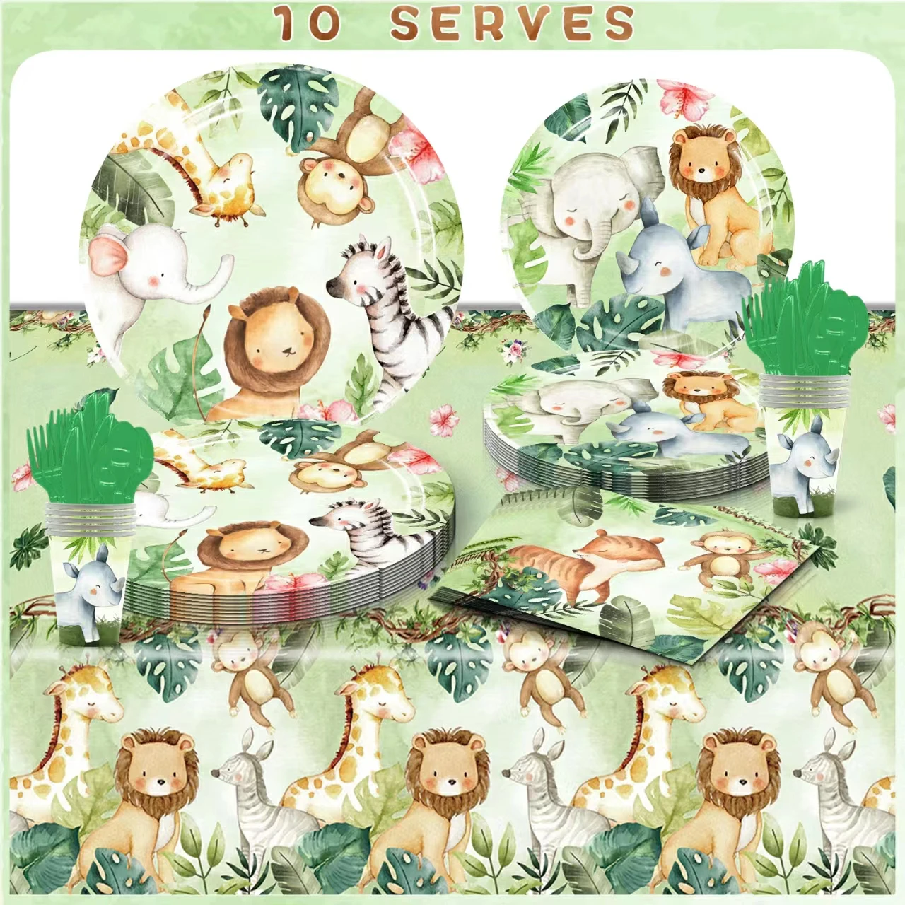 Jungle Animals Tableware Set Serves 10