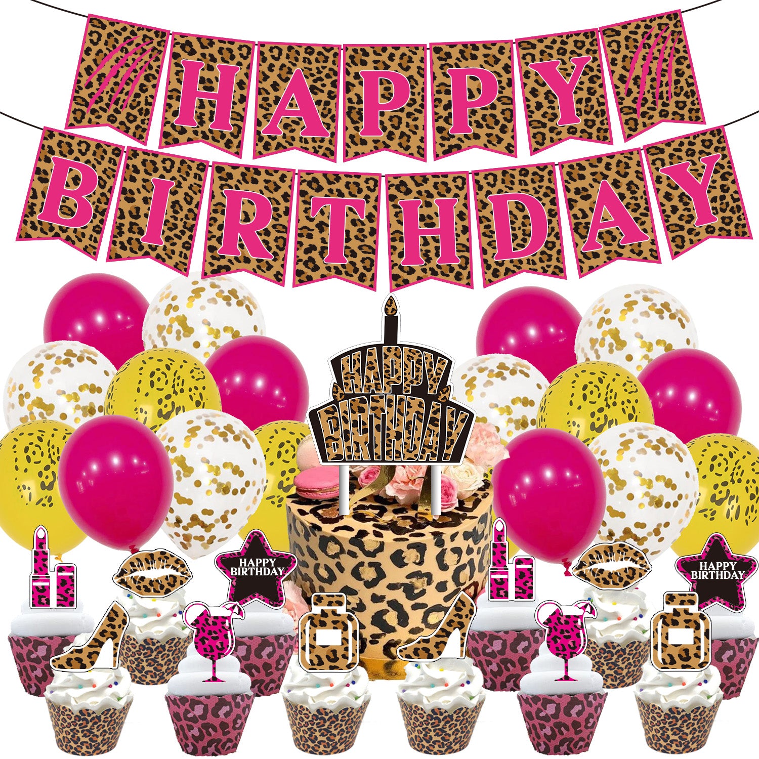 Leopard Print Birthday Party Decoration Set