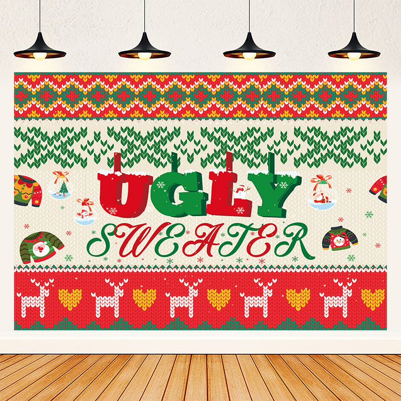 Ugly Christmas Sweater Backdrop Banner