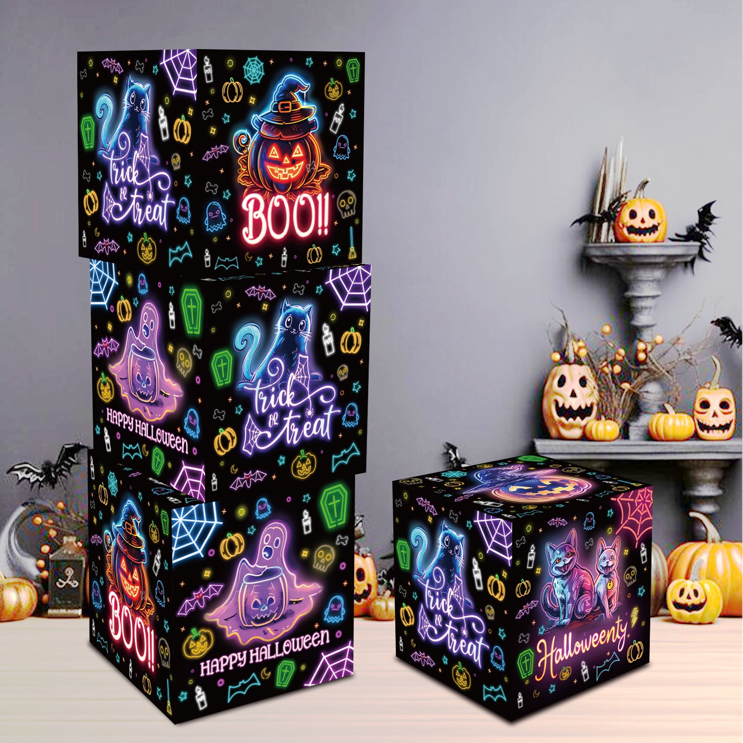 Halloween Neon Theme Balloon Boxes