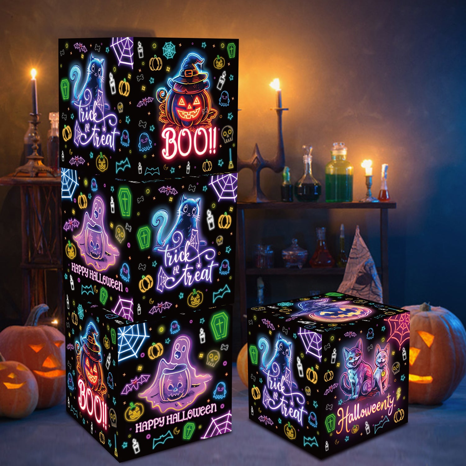 Halloween Neon Theme Balloon Boxes