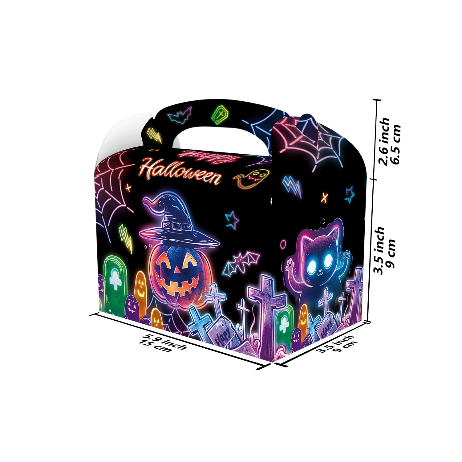 12pcs Halloween Neon Candy Boxes with Handles