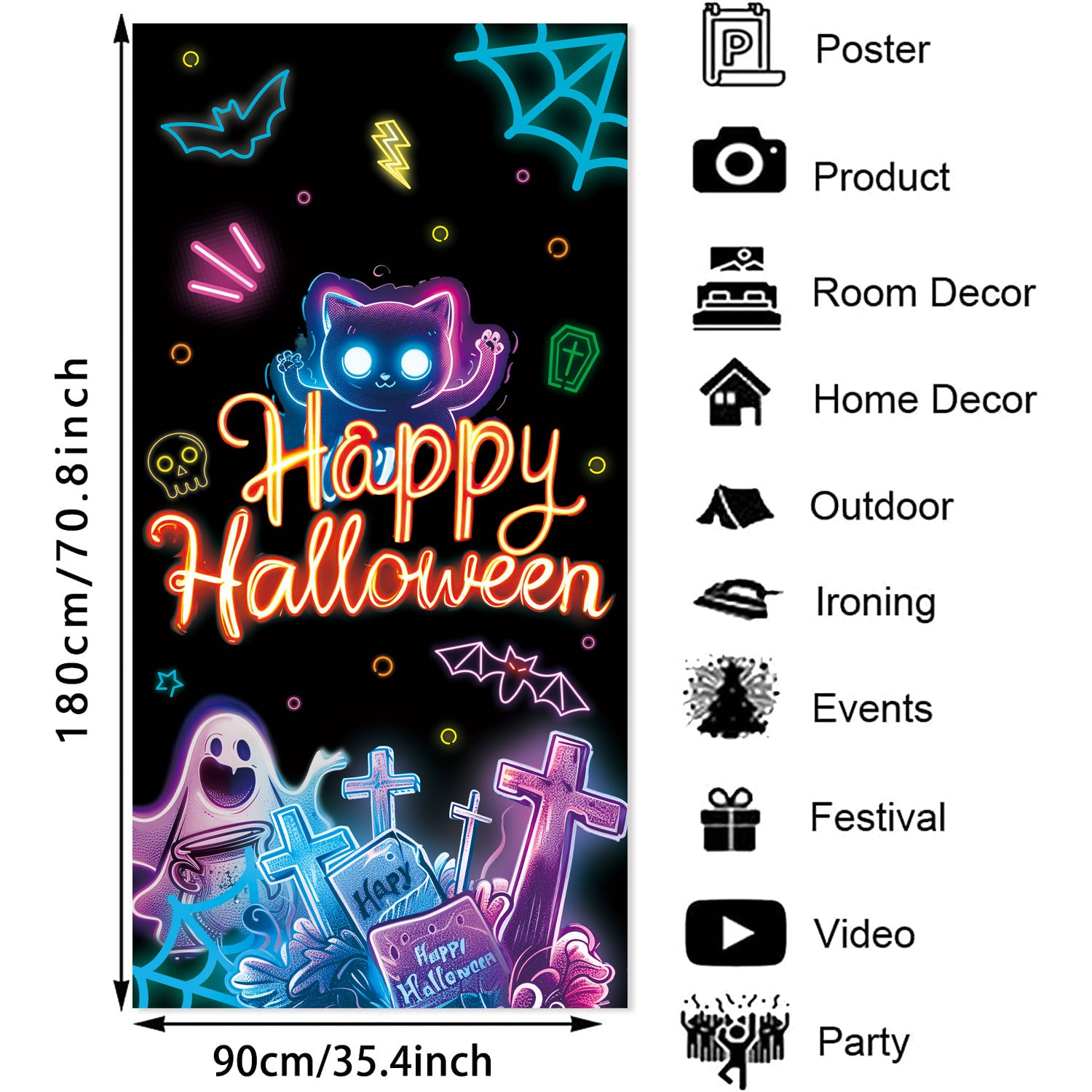 Halloween Neon Colored  Door Cover Banner