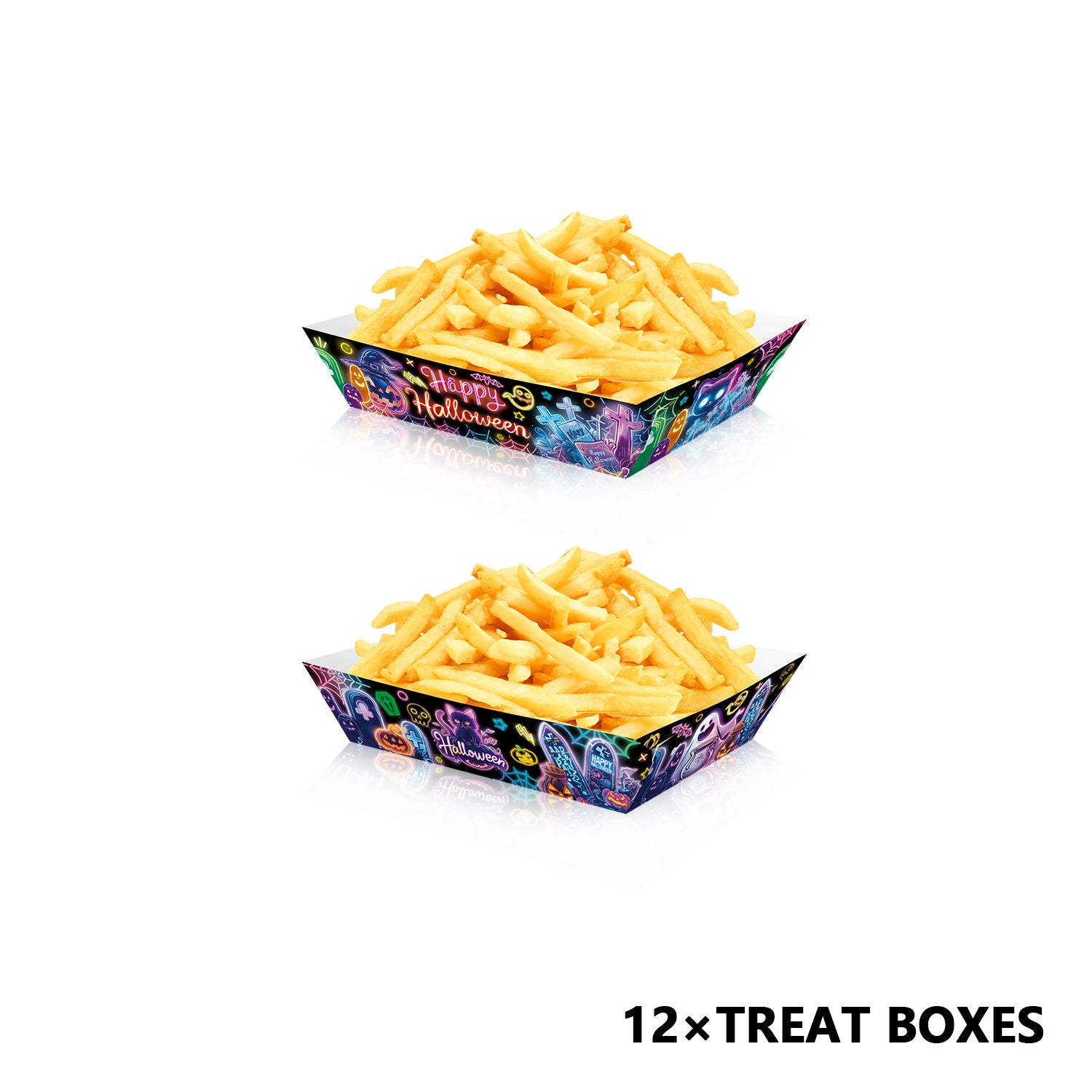 12pcs Halloween Party Neon Paper Food Trays