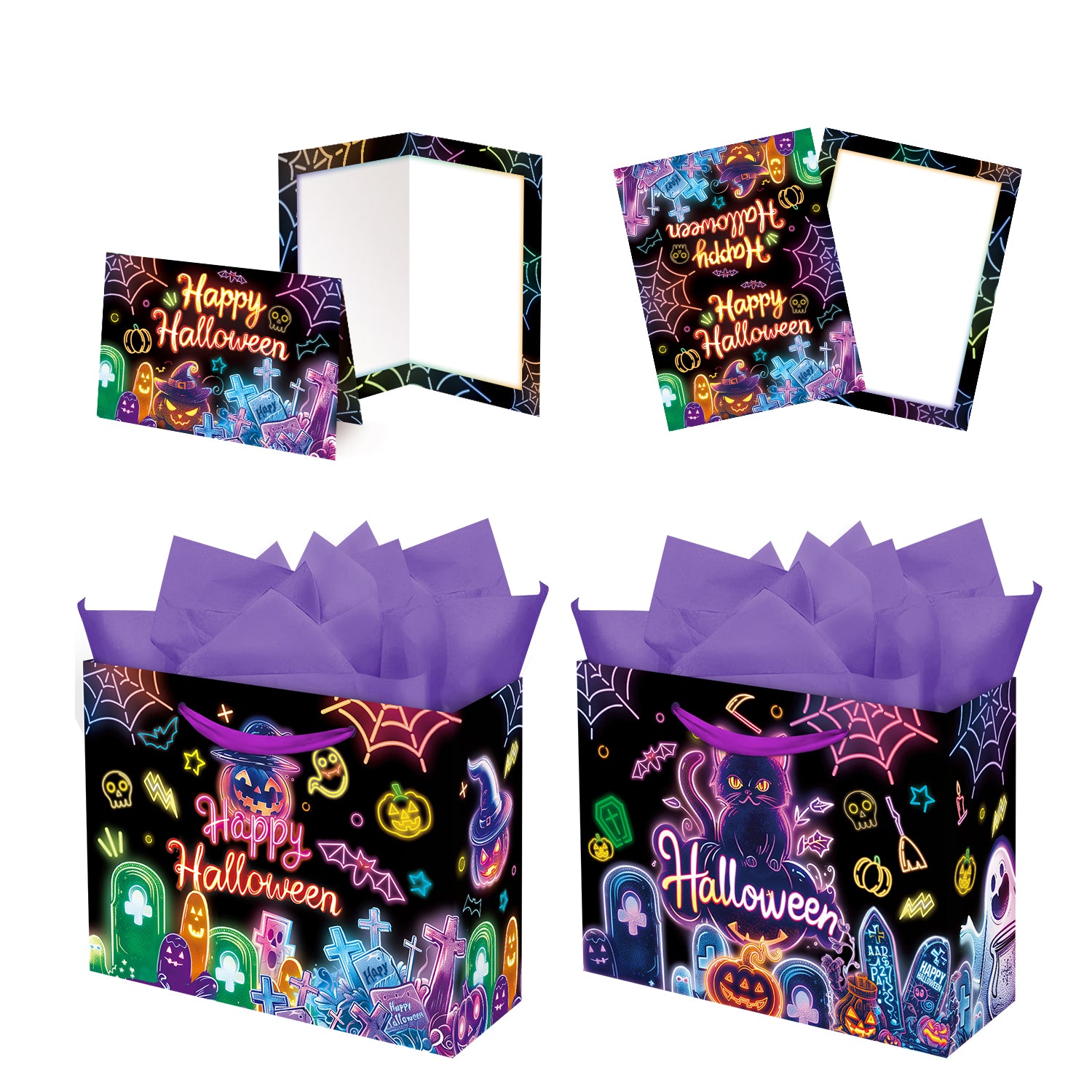 Halloween Gift Bags with Tissue Paper and Greeting Card