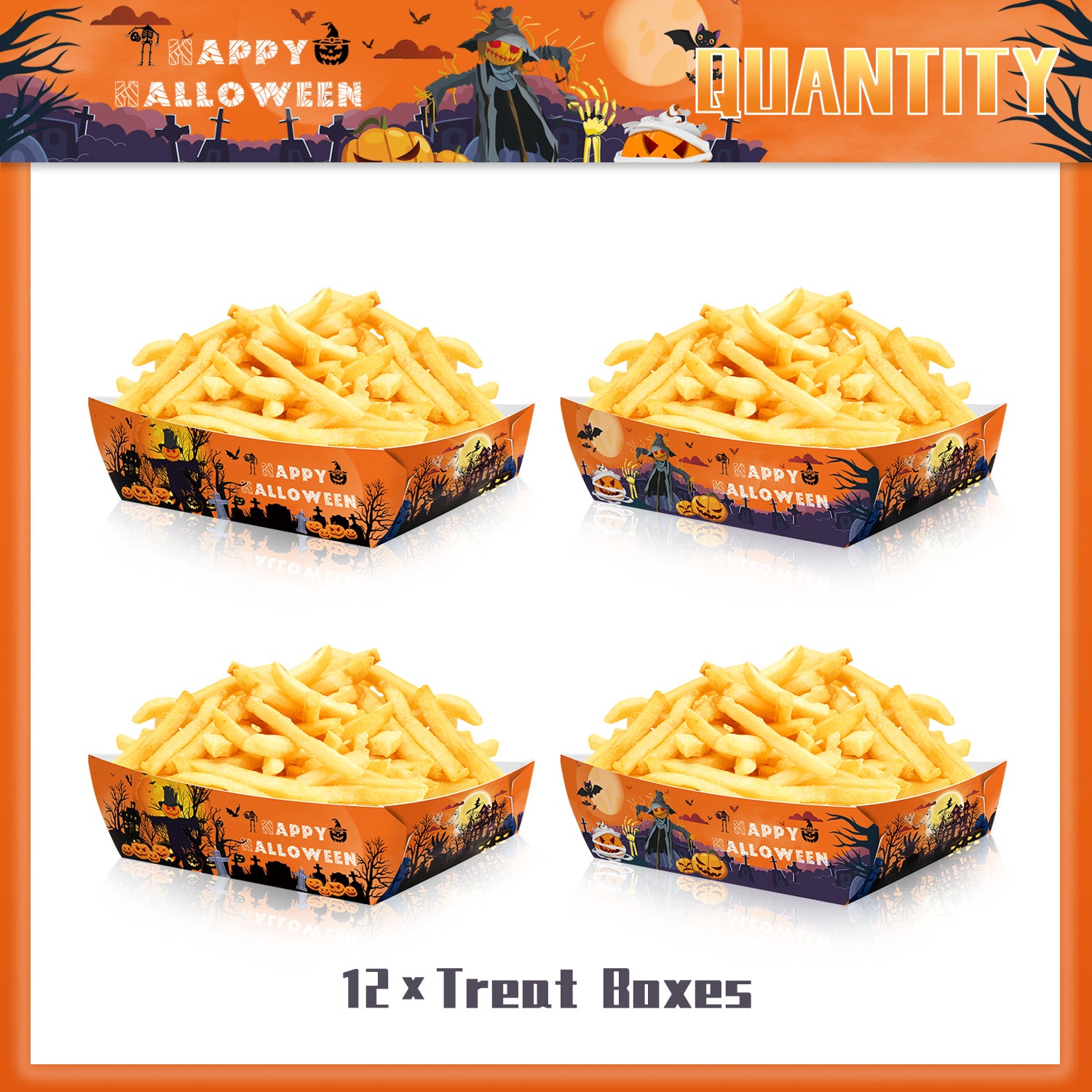 12pcs Halloween Party Paper Food Trays