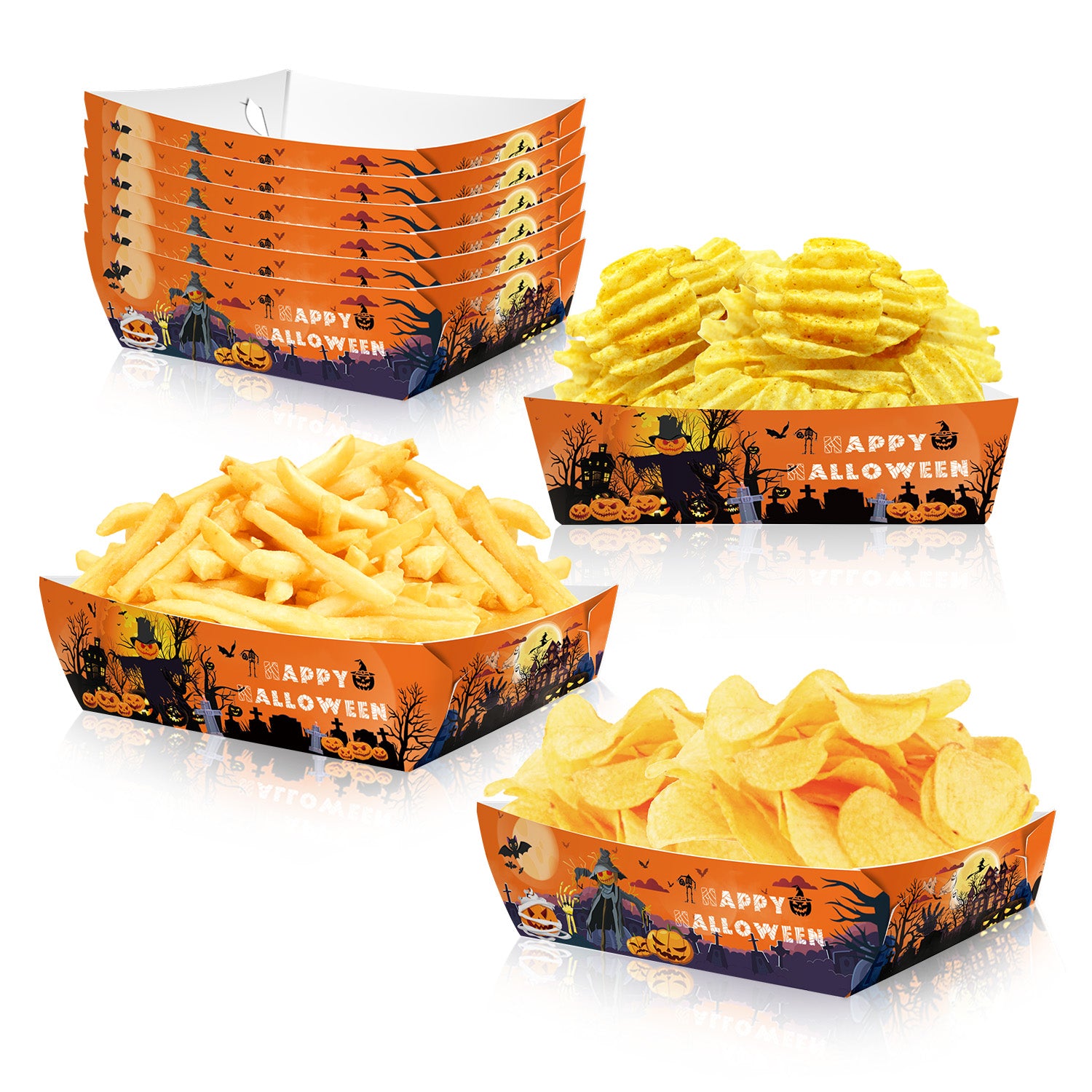 12pcs Halloween Party Paper Food Trays