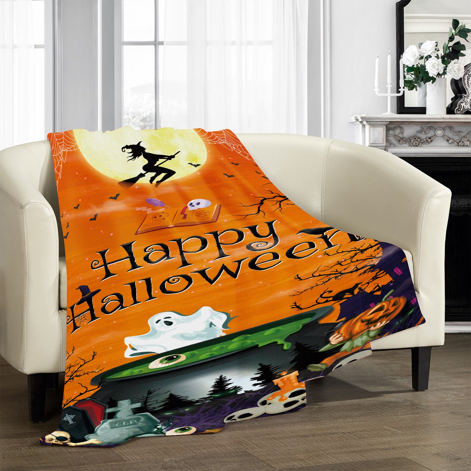 Halloween Flannel Throw Blanket