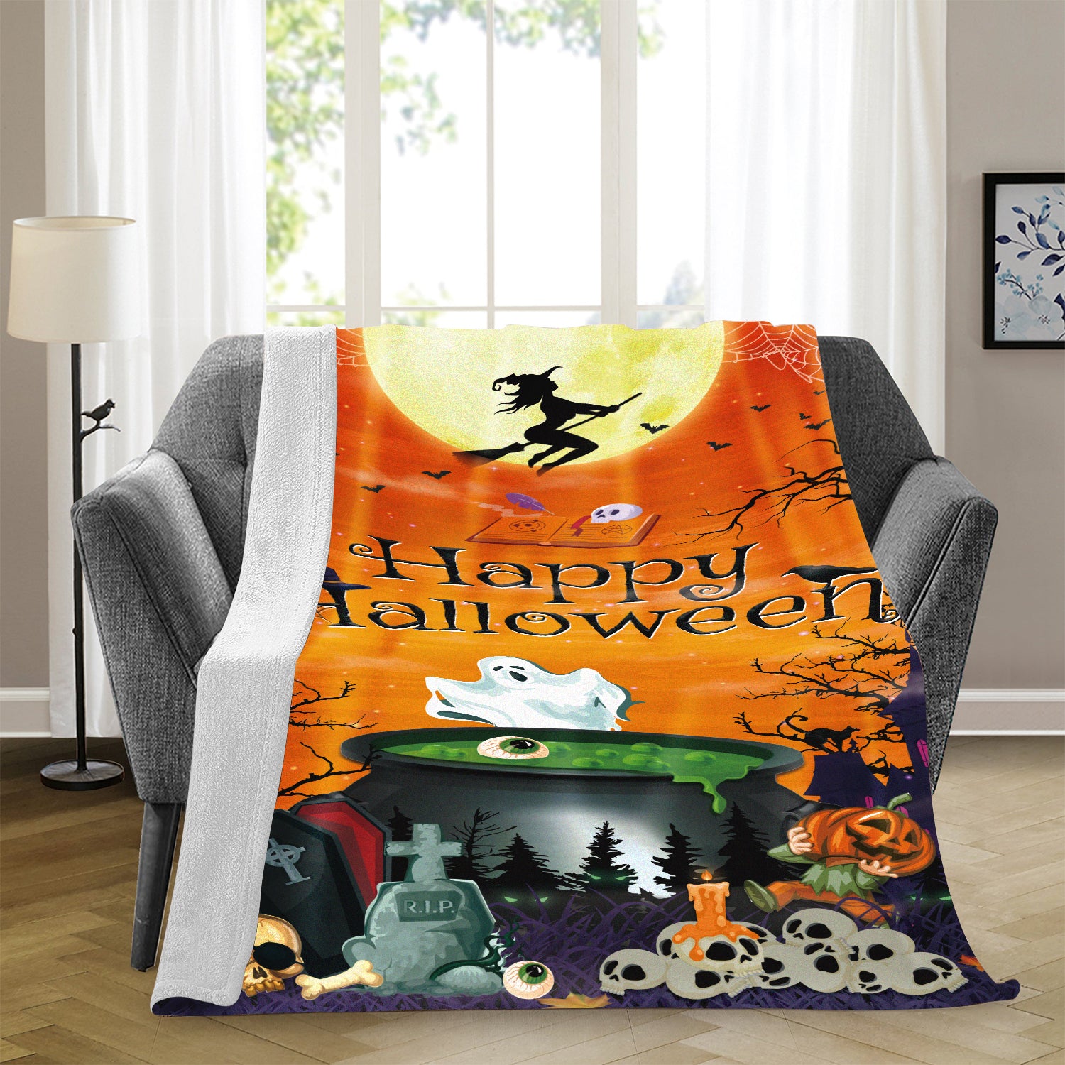 Halloween Flannel Throw Blanket