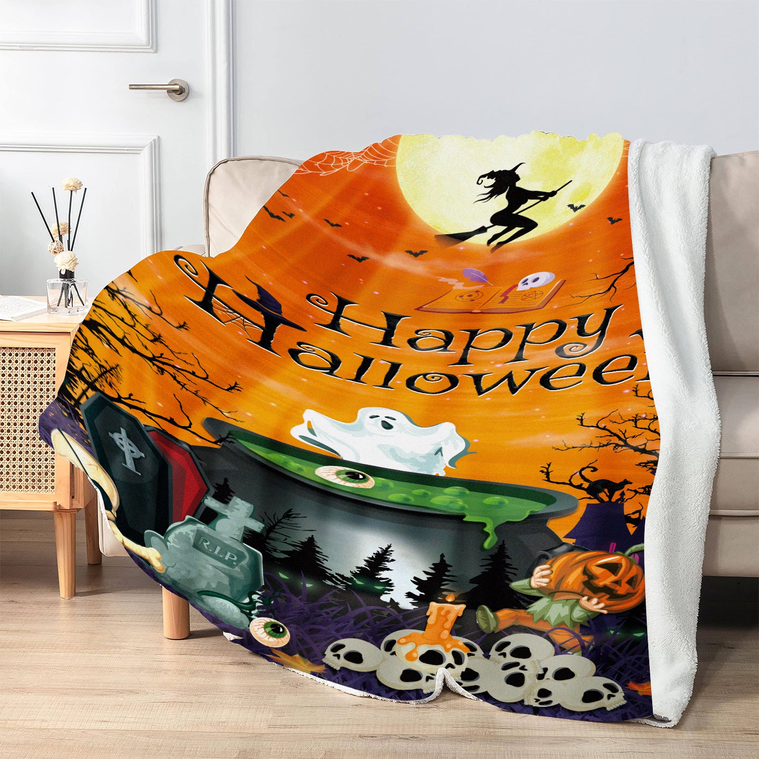 Halloween Flannel Throw Blanket