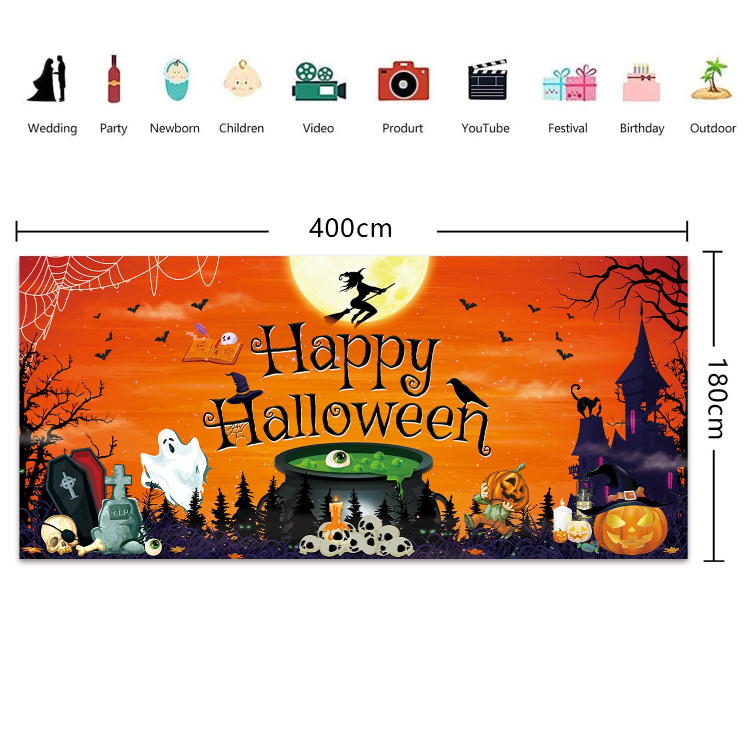 Halloween Garage Decoration Backdrop Banner