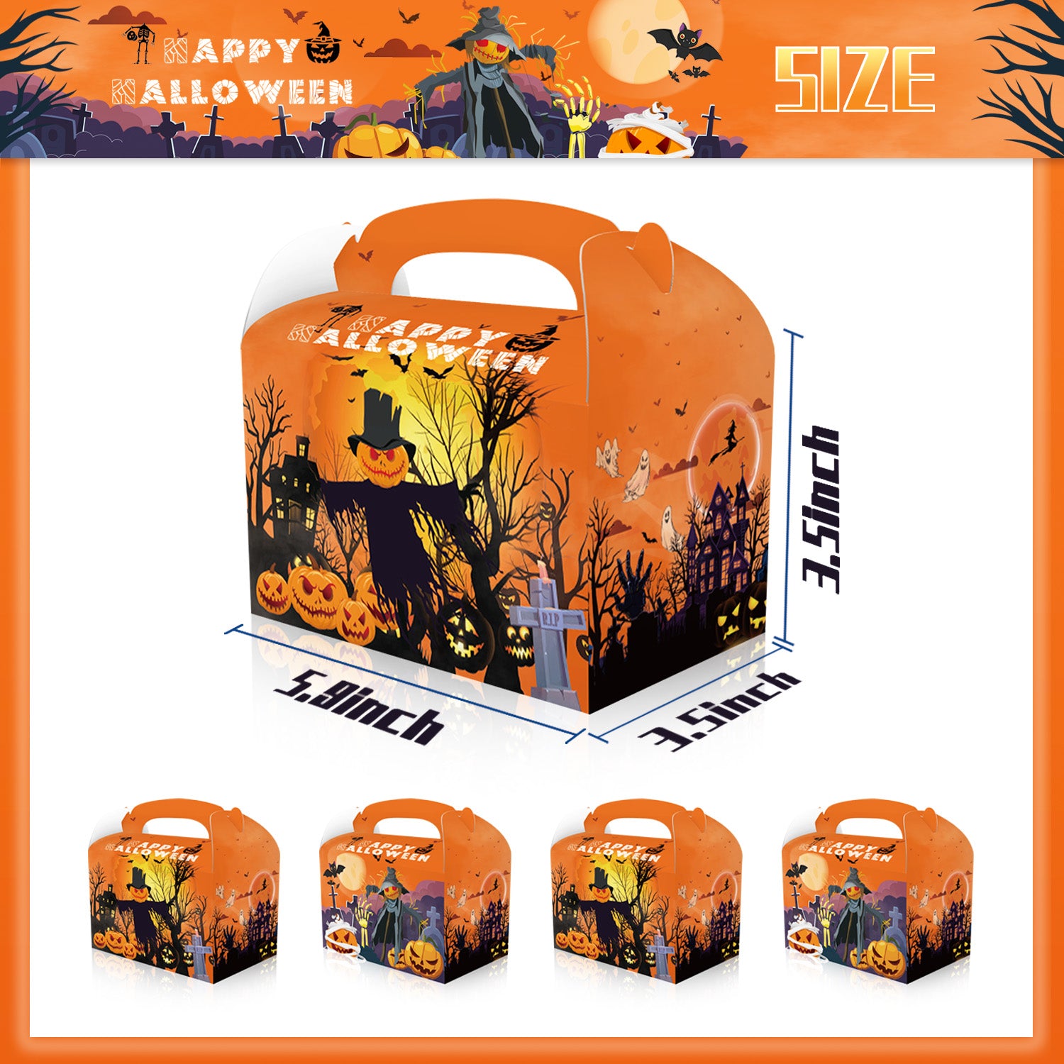 12pcs Halloween Candy Boxes with Handles