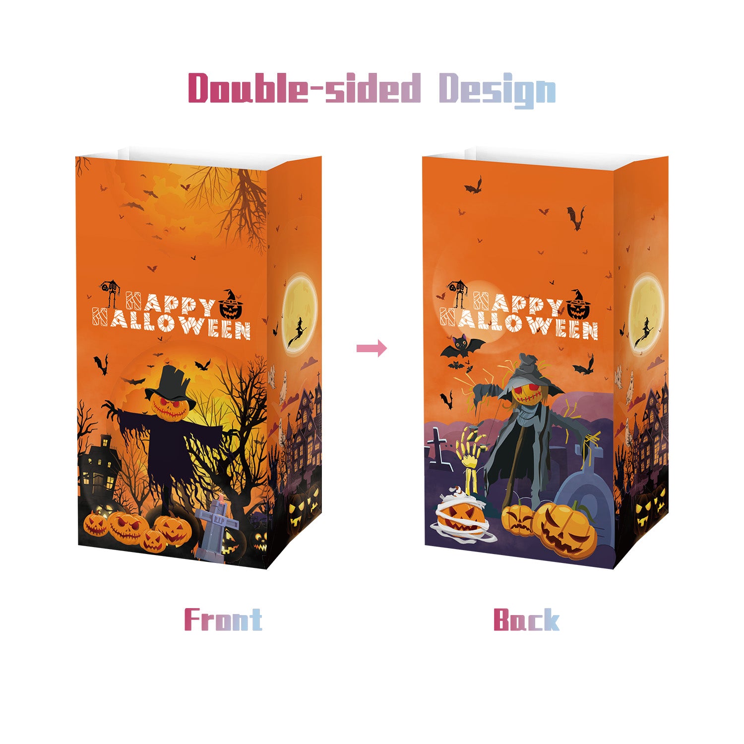 12pcs Halloween Candy Bags with Stickers