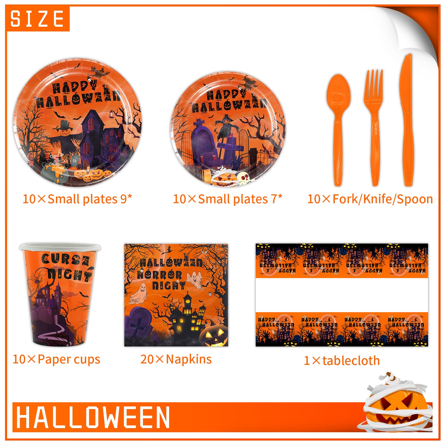 Halloween Horror Night Tableware Set Serves 10