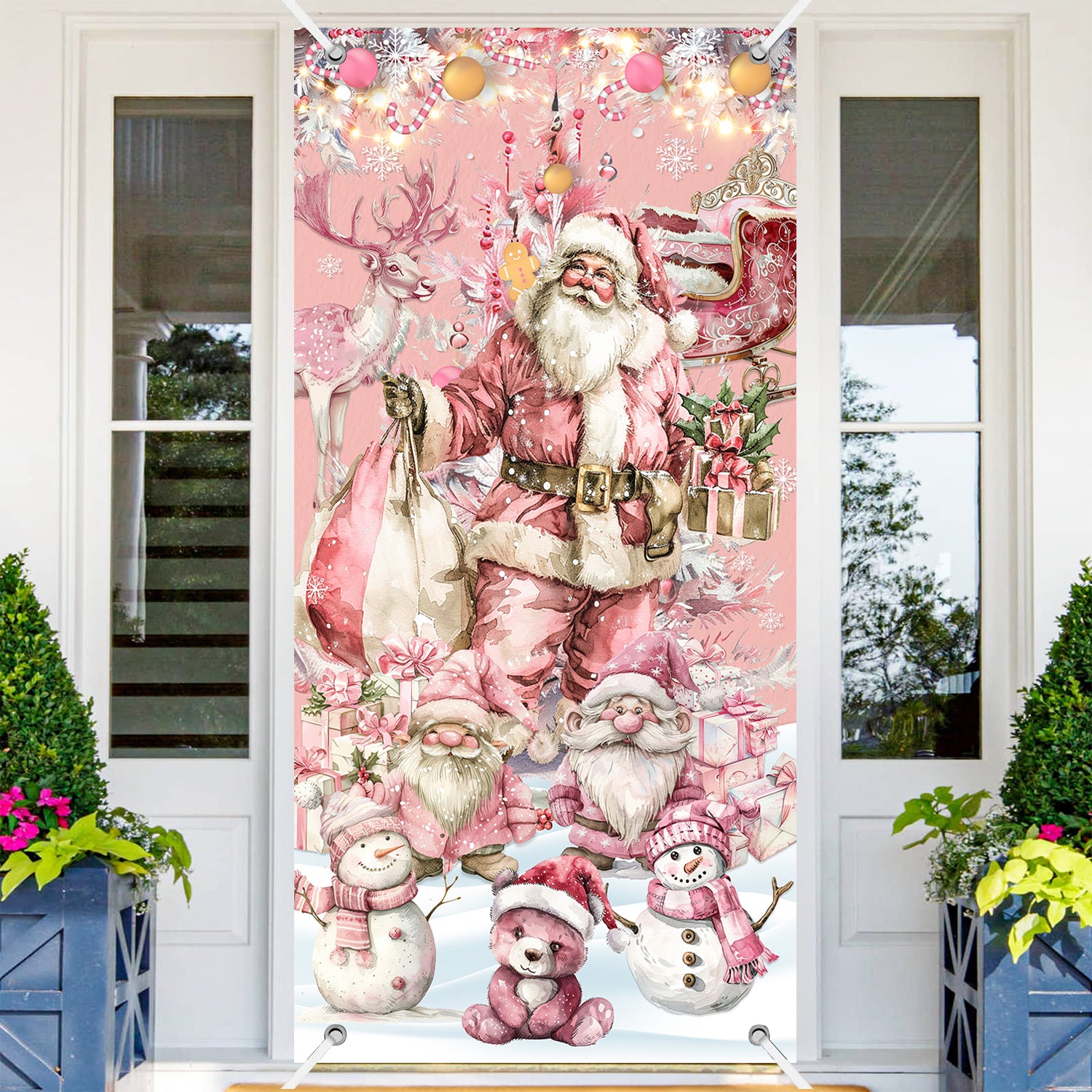 Pink Christmas Door Cover Party Decorations