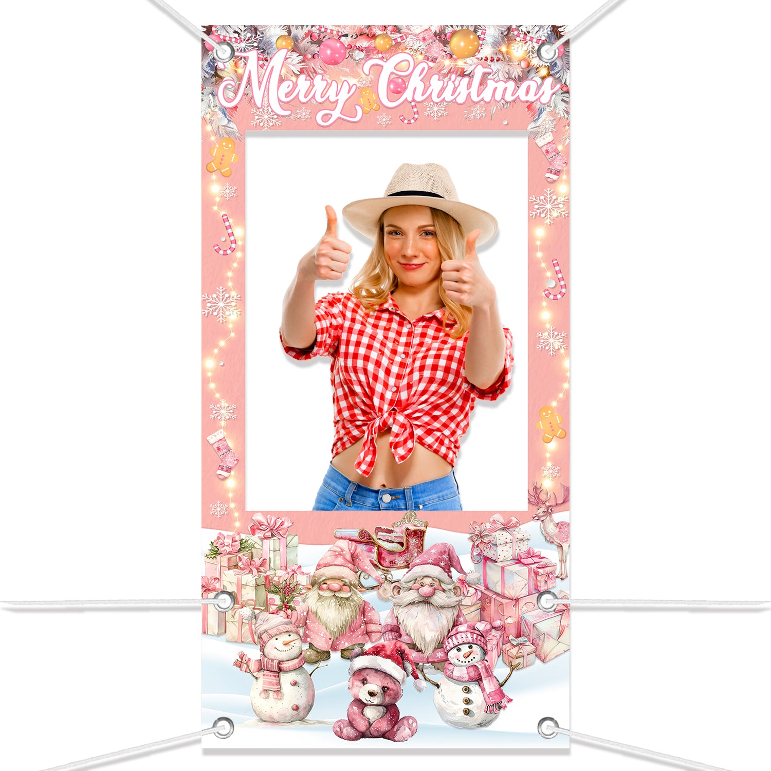 Pink Christmas Photo Booth Frame