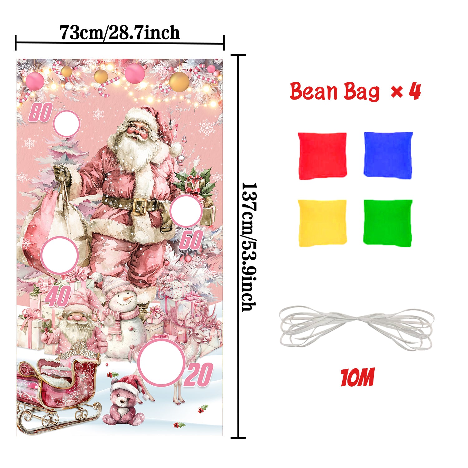 Pink Christmas Bean Toss Game Set