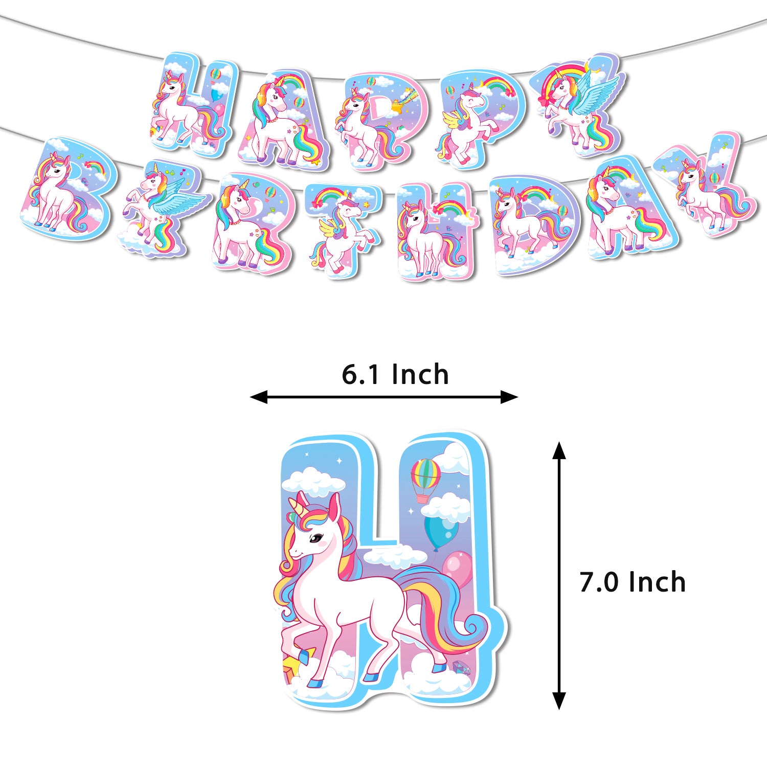 Rainbow and Unicorn Party Decoration Set B