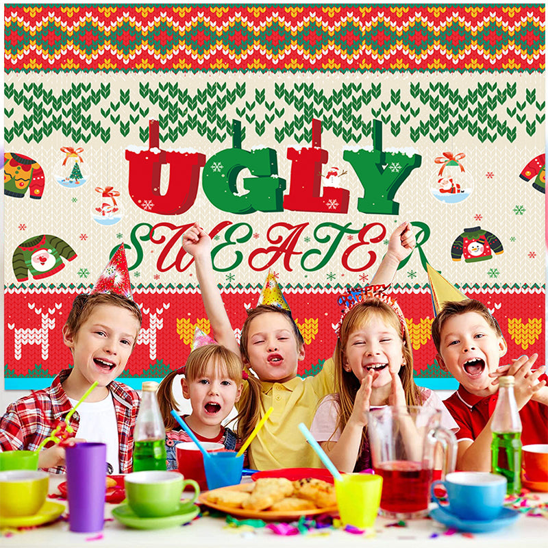 Ugly Christmas Sweater Backdrop Banner