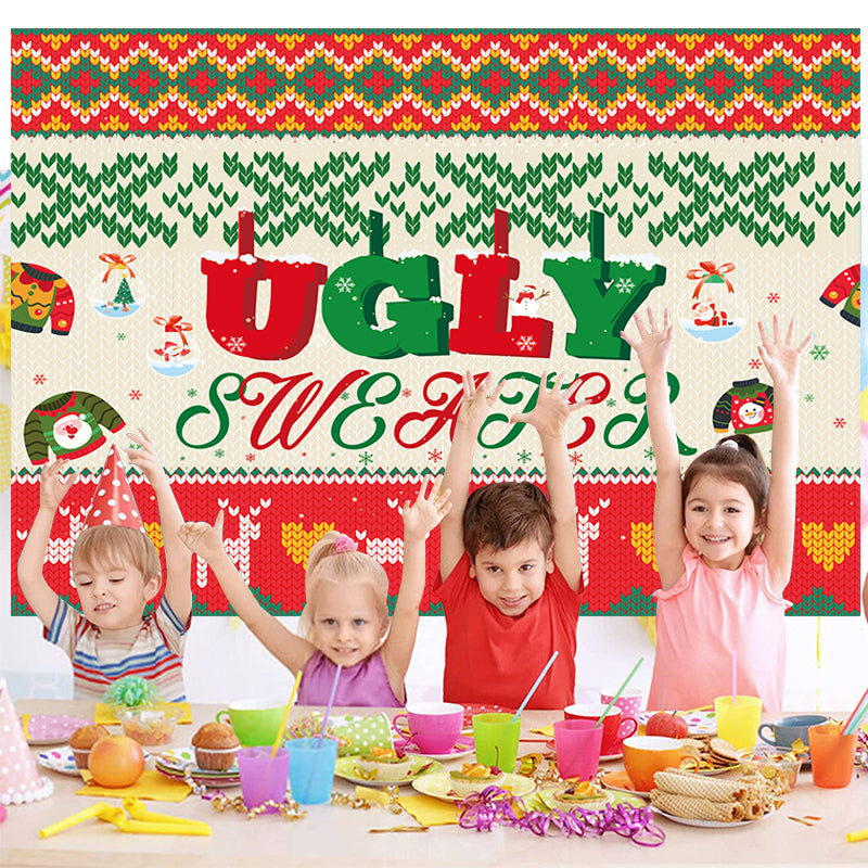 Ugly Christmas Sweater Backdrop Banner