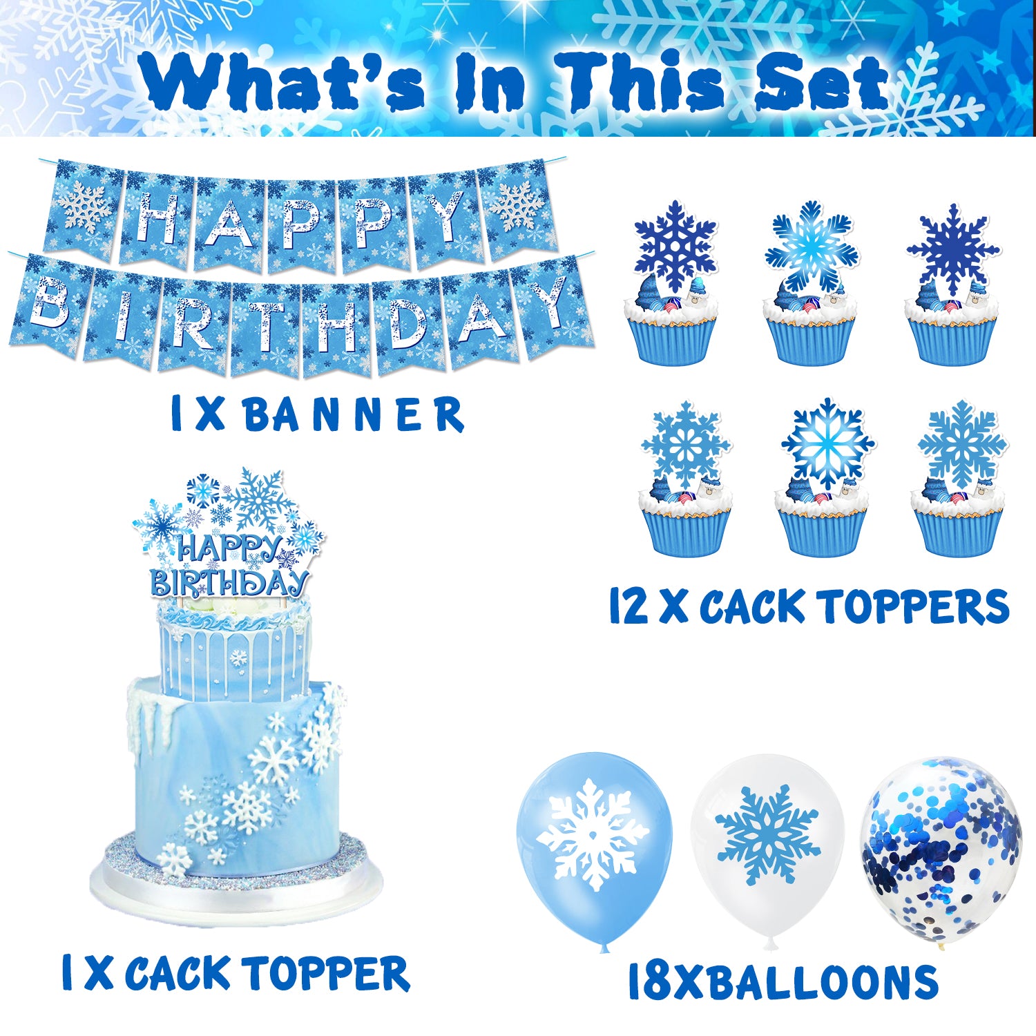 Snowflakes Birthday Party Decorations