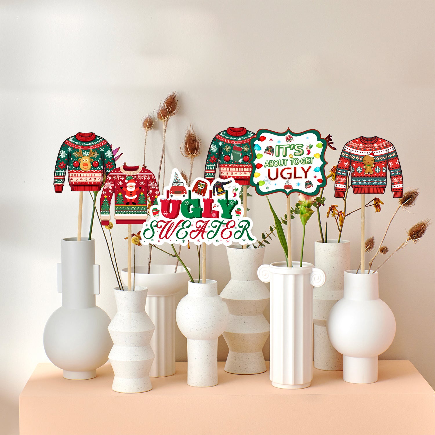 24pcs Ugly Sweater Centerpiece Sticks